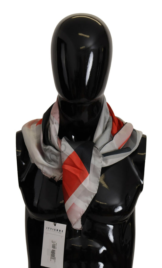 Costume National Elegant Silk Scarf in Gray Red Checkered, , Costume National Costume National, Material: 100% Silk, new-with-tags, Scarves - Women - Accessories -   Murillo Merchandise