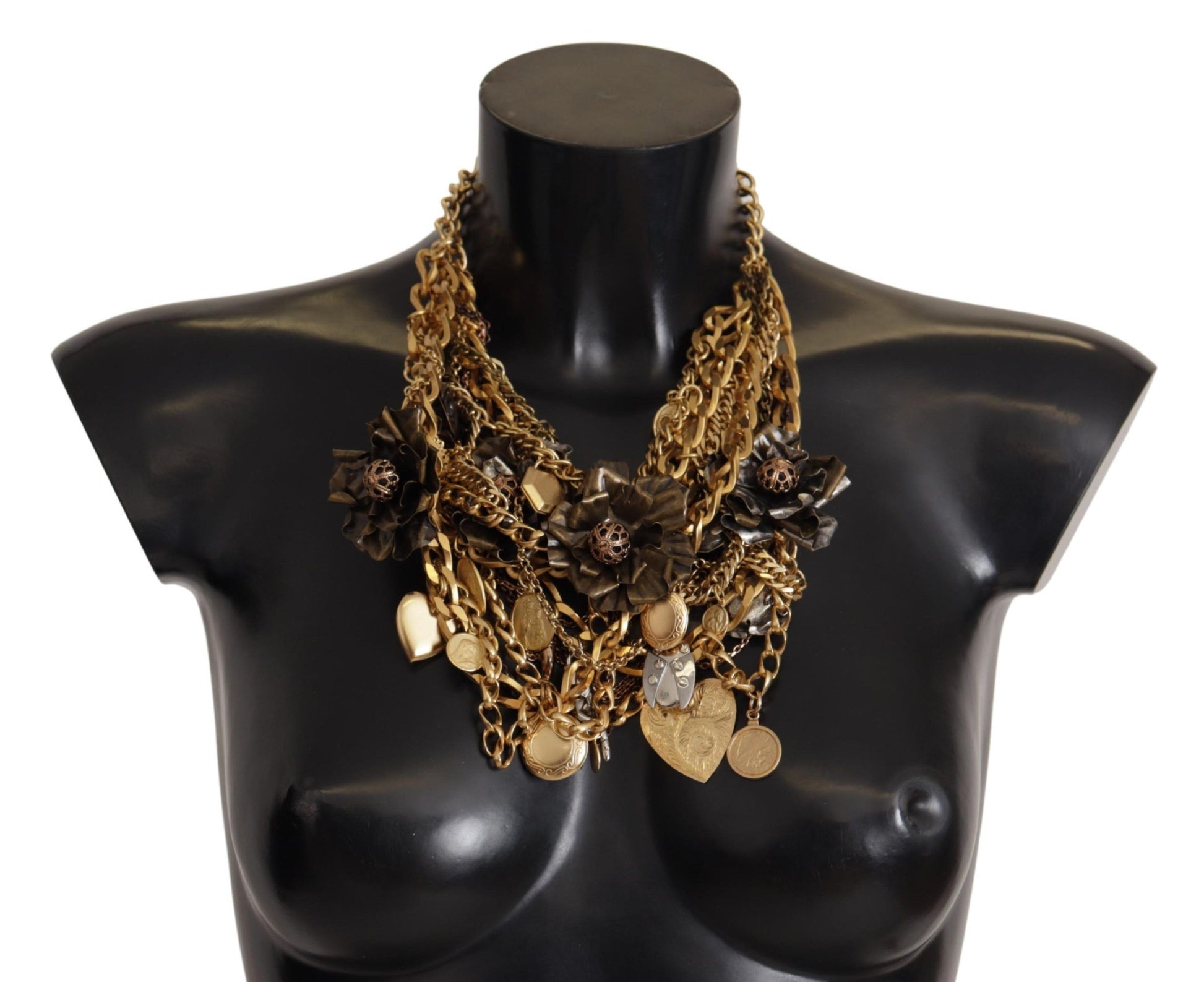 Dolce & Gabbana Sicilian Glamour Gold Statement Necklace, , Dolce & Gabbana 1% Lega, 1% Zama, 2% Glass, Dolce & Gabbana, Gold, Material: 96% Brass, Necklaces - Women - Jewelry, new-with-tags -   Murillo Merchandise