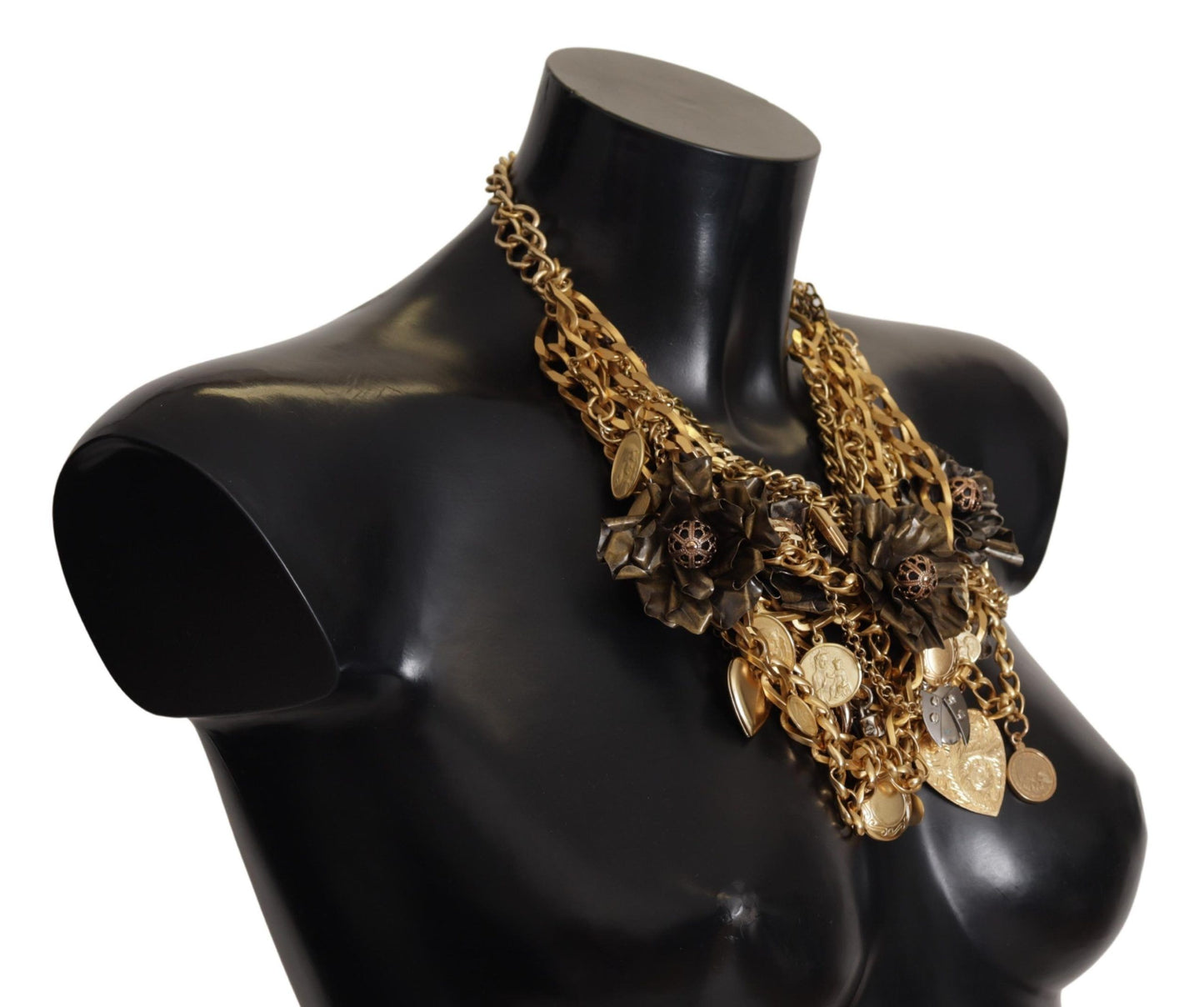 Dolce & Gabbana Sicilian Glamour Gold Statement Necklace, , Dolce & Gabbana 1% Lega, 1% Zama, 2% Glass, Dolce & Gabbana, Gold, Material: 96% Brass, Necklaces - Women - Jewelry, new-with-tags -   Murillo Merchandise