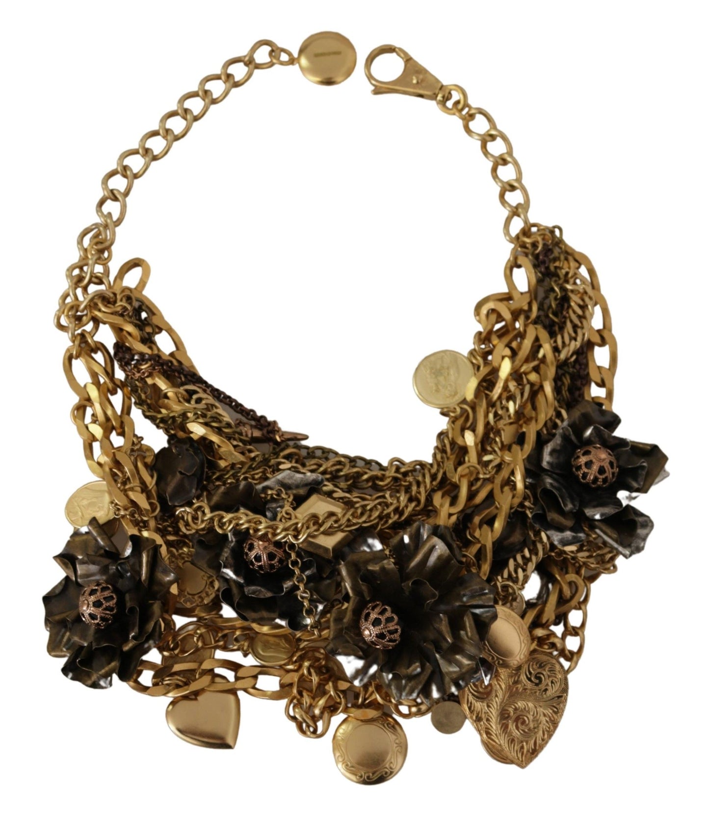 Dolce & Gabbana Sicilian Glamour Gold Statement Necklace, , Dolce & Gabbana 1% Lega, 1% Zama, 2% Glass, Dolce & Gabbana, Gold, Material: 96% Brass, Necklaces - Women - Jewelry, new-with-tags -   Murillo Merchandise