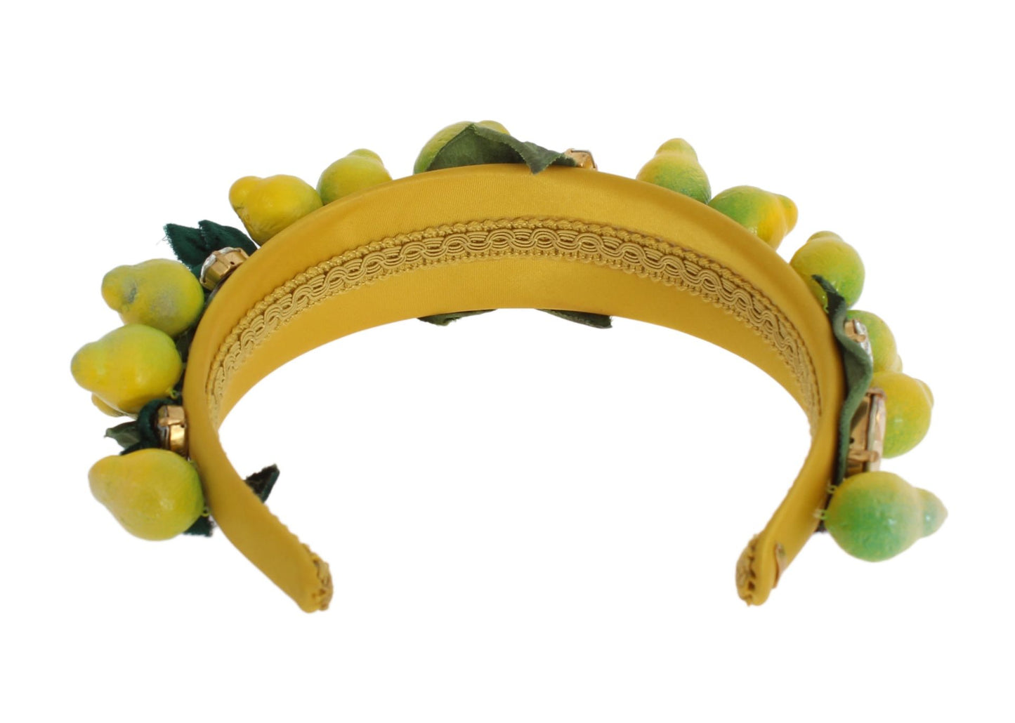 Dolce & Gabbana Exquisite Silk Crystal Lemon Headband Diadem, , Dolce & Gabbana 10% Brass, 20% Crystal, 2024, 30% Others, Dolce & Gabbana, Headbands - Women - Accessories, Material: 35% Silk, new-with-tags, Yellow -   Murillo Merchandise