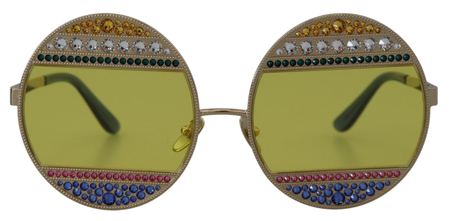 Dolce & Gabbana Crystal Embellished Gold Oval Sunglasses, , Dolce & Gabbana Dolce & Gabbana, Material: 100% Metal, new-with-tags, Sunglasses for Women - Sunglasses -   Murillo Merchandise