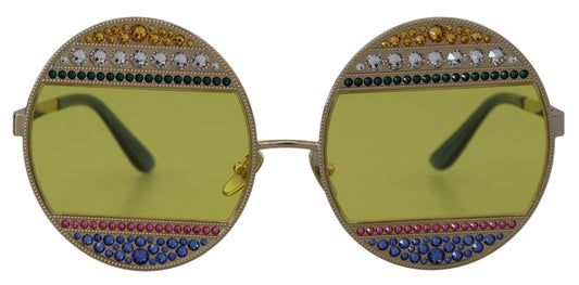 Dolce & Gabbana Crystal Embellished Gold Oval Sunglasses, , Dolce & Gabbana Dolce & Gabbana, Material: 100% Metal, new-with-tags, Sunglasses for Women - Sunglasses -   Murillo Merchandise