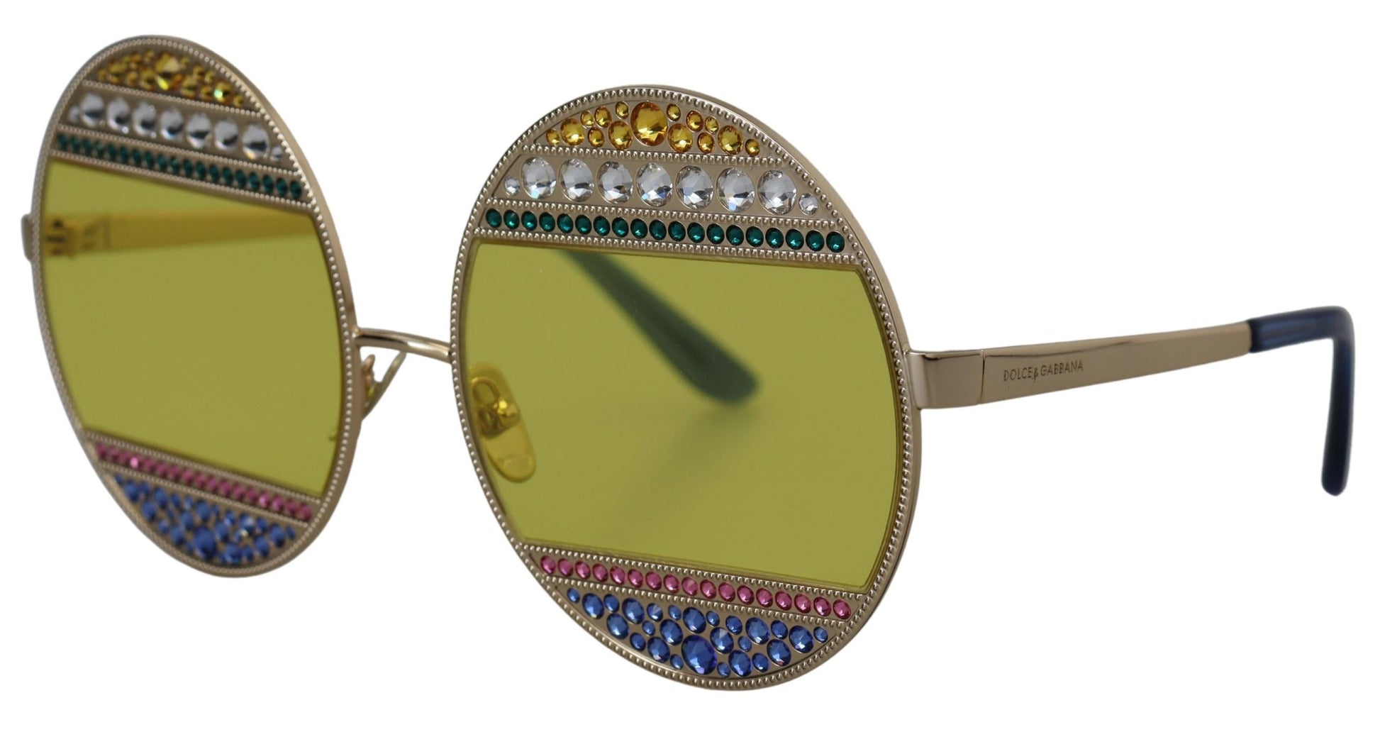 Dolce & Gabbana Crystal Embellished Gold Oval Sunglasses, , Dolce & Gabbana Dolce & Gabbana, Material: 100% Metal, new-with-tags, Sunglasses for Women - Sunglasses -   Murillo Merchandise