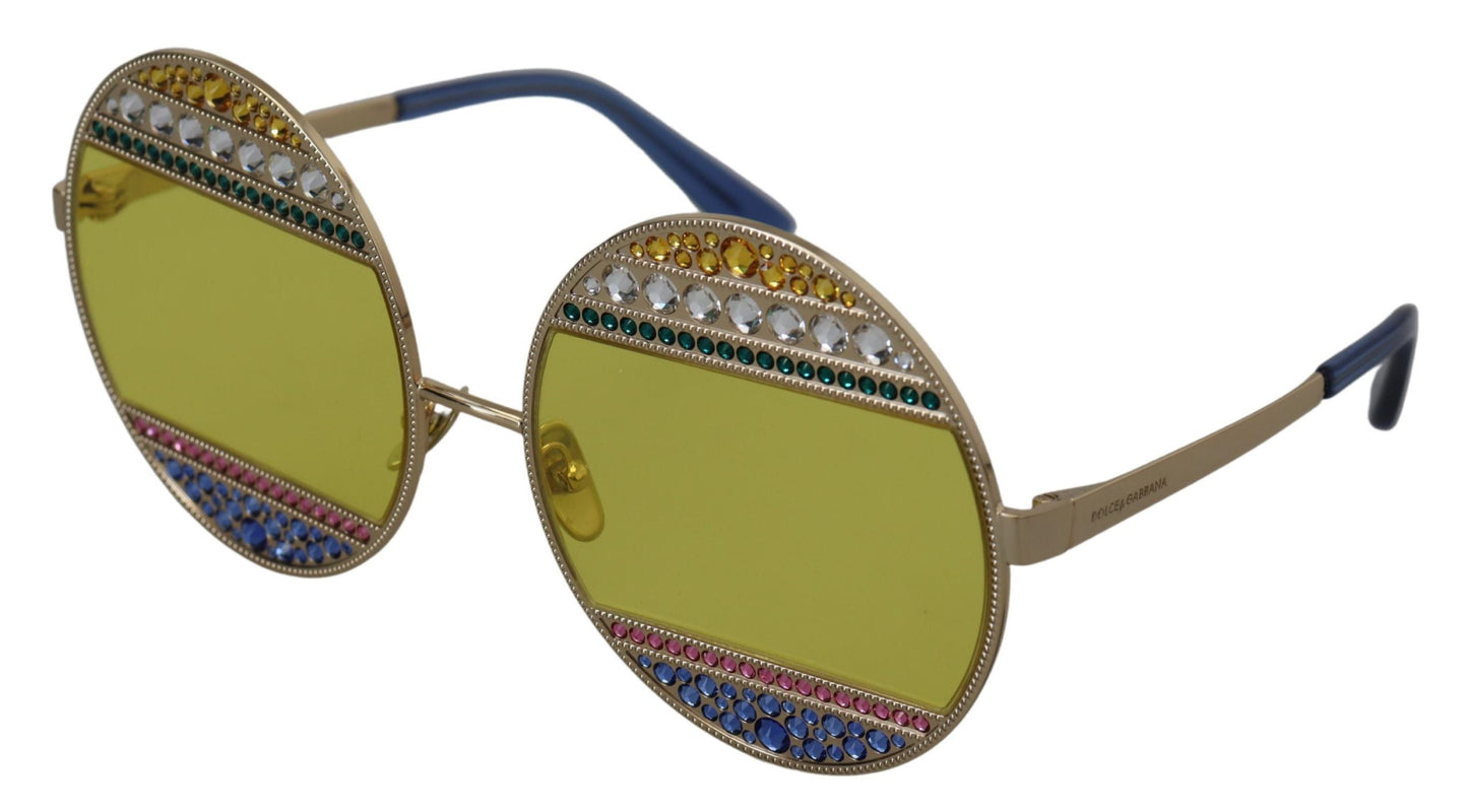 Dolce & Gabbana Crystal Embellished Gold Oval Sunglasses, , Dolce & Gabbana Dolce & Gabbana, Material: 100% Metal, new-with-tags, Sunglasses for Women - Sunglasses -   Murillo Merchandise