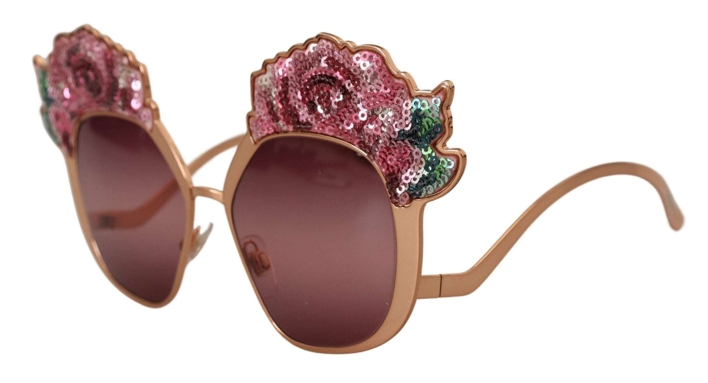 Dolce & Gabbana Chic Rose Sequin Embroidered Sunglasses, , Dolce & Gabbana Dolce & Gabbana, Material: 100% Metal, new-with-tags, Sunglasses for Women - Sunglasses -   Murillo Merchandise