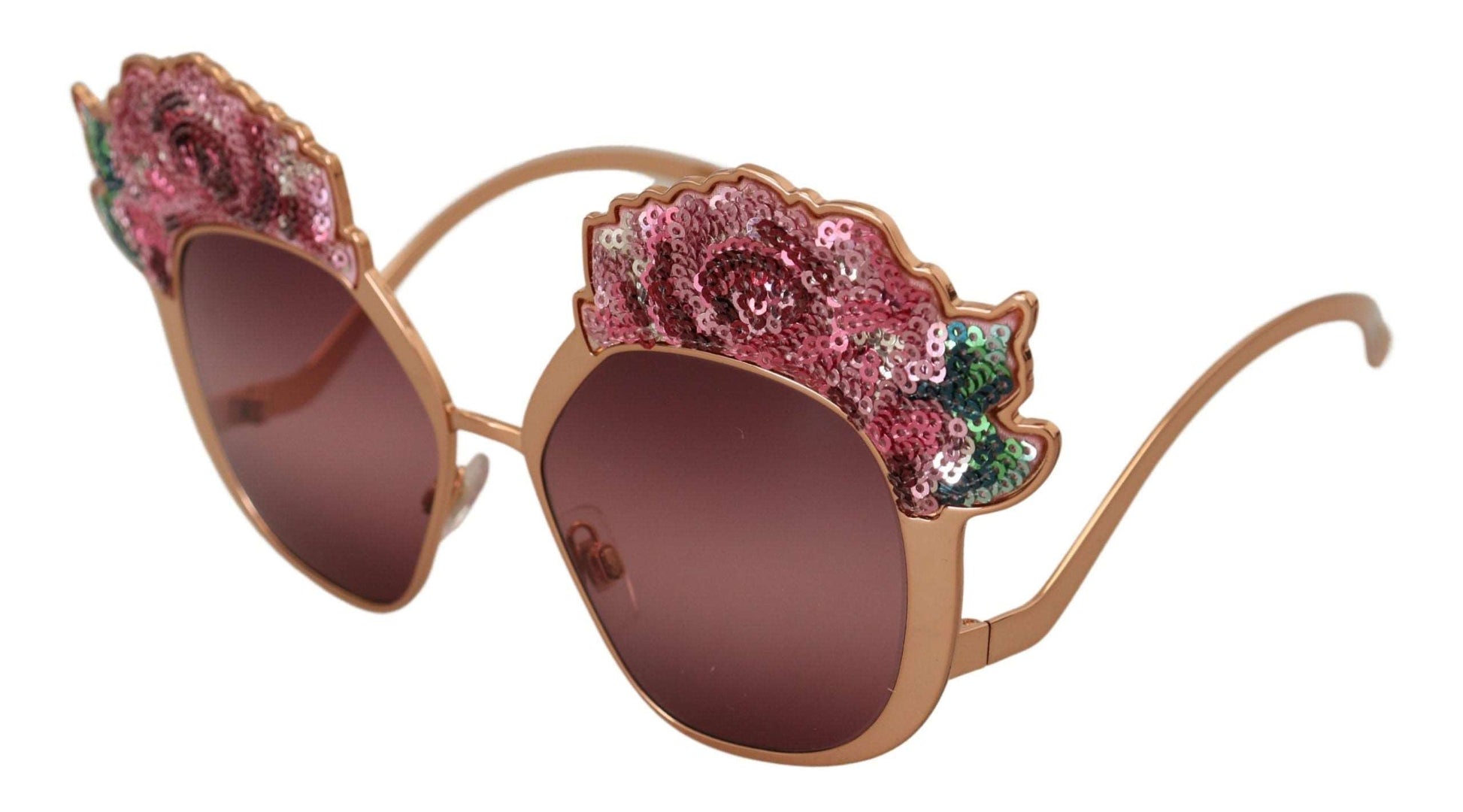 Dolce & Gabbana Chic Rose Sequin Embroidered Sunglasses, , Dolce & Gabbana Dolce & Gabbana, Material: 100% Metal, new-with-tags, Sunglasses for Women - Sunglasses -   Murillo Merchandise