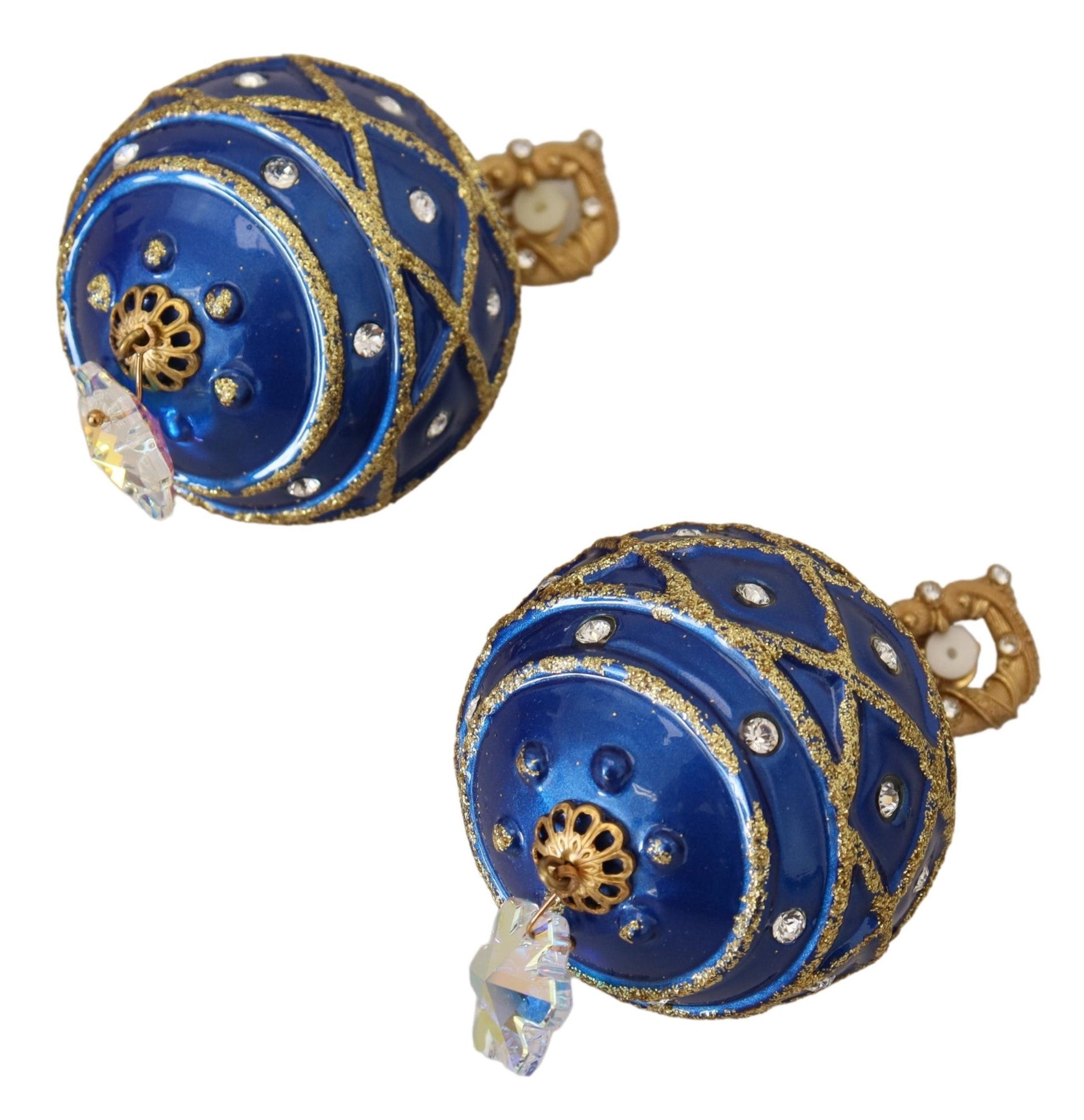 Dolce & Gabbana Elegant Dangling Crystal Christmas Ball Earrings, , Dolce & Gabbana Blue, Dolce & Gabbana, Earrings - Women - Jewelry, Material: 90% Brass 10% Glass, new-with-tags -   Murillo Merchandise