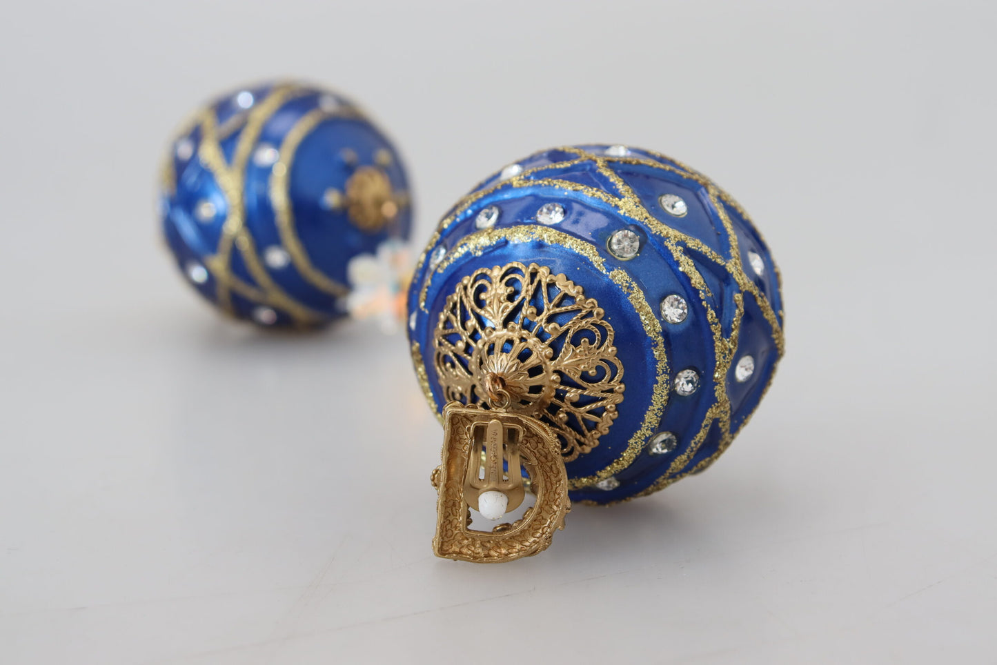 Dolce & Gabbana Elegant Dangling Crystal Christmas Ball Earrings, , Dolce & Gabbana Blue, Dolce & Gabbana, Earrings - Women - Jewelry, Material: 90% Brass 10% Glass, new-with-tags -   Murillo Merchandise