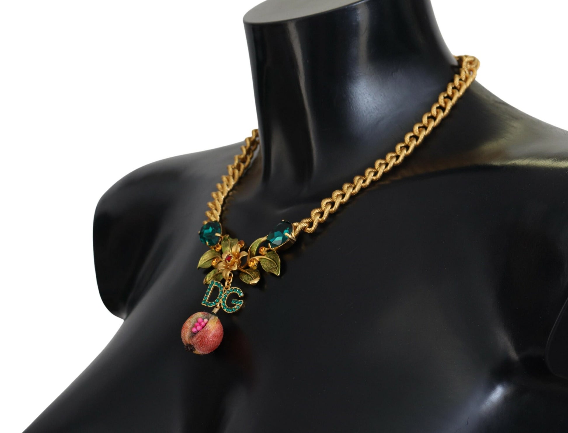 Dolce & Gabbana Elegant Gold-Tone Floral Fruit Necklace, , Dolce & Gabbana 10% Cotton, 2024, 25% Glass, 5% Iron, Dolce & Gabbana, Gold, Material: 60% Real Brass, Necklaces - Women - Jewelry, new-with-tags -   Murillo Merchandise