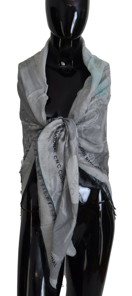 Costume National Chic Designer Grey Scarf with Fringes, , Costume National Costume National, Material: Cotton, new-with-tags, Scarves - Women - Accessories -   Murillo Merchandise