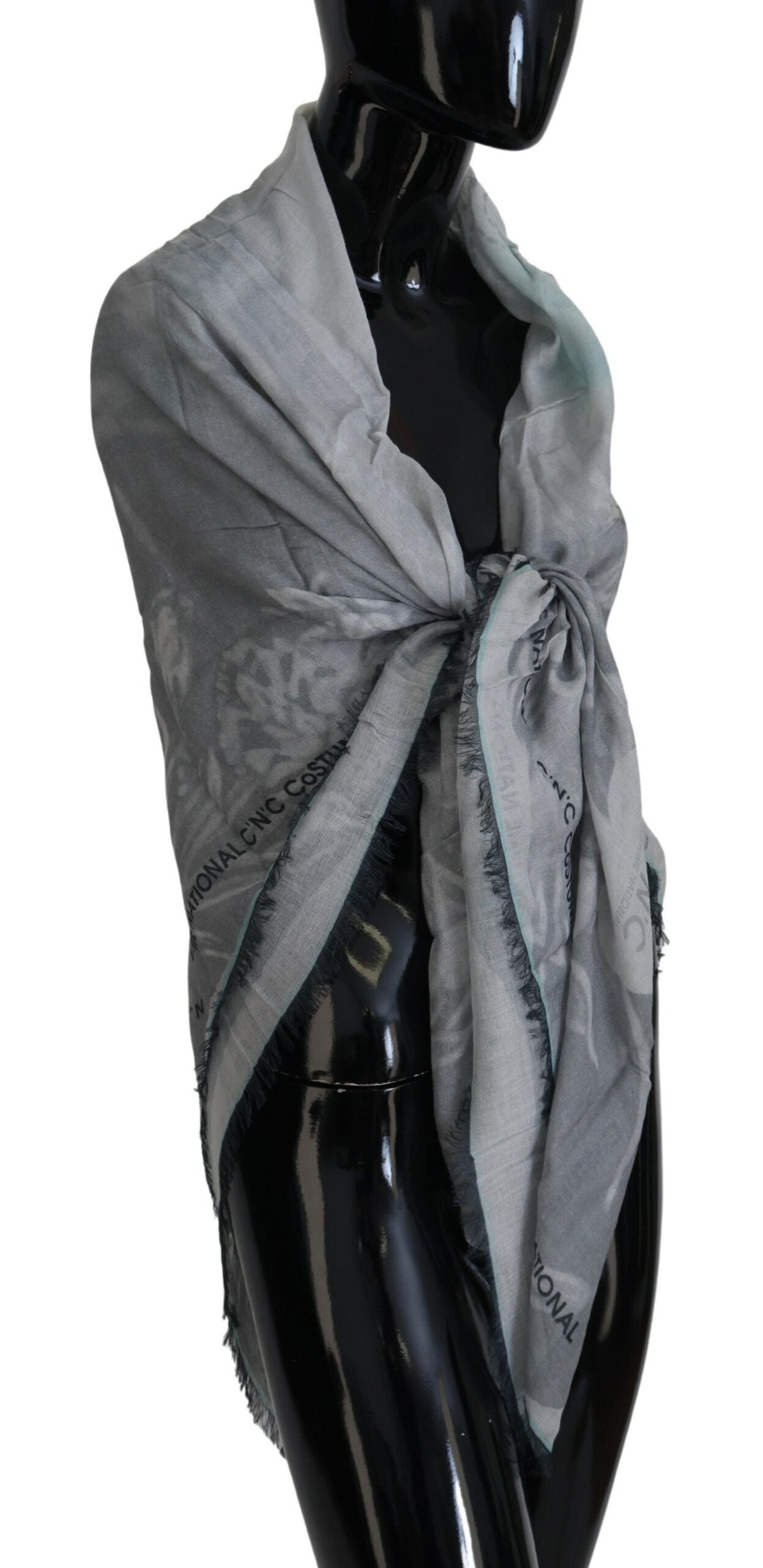 Costume National Chic Designer Grey Scarf with Fringes, , Costume National Costume National, Material: Cotton, new-with-tags, Scarves - Women - Accessories -   Murillo Merchandise