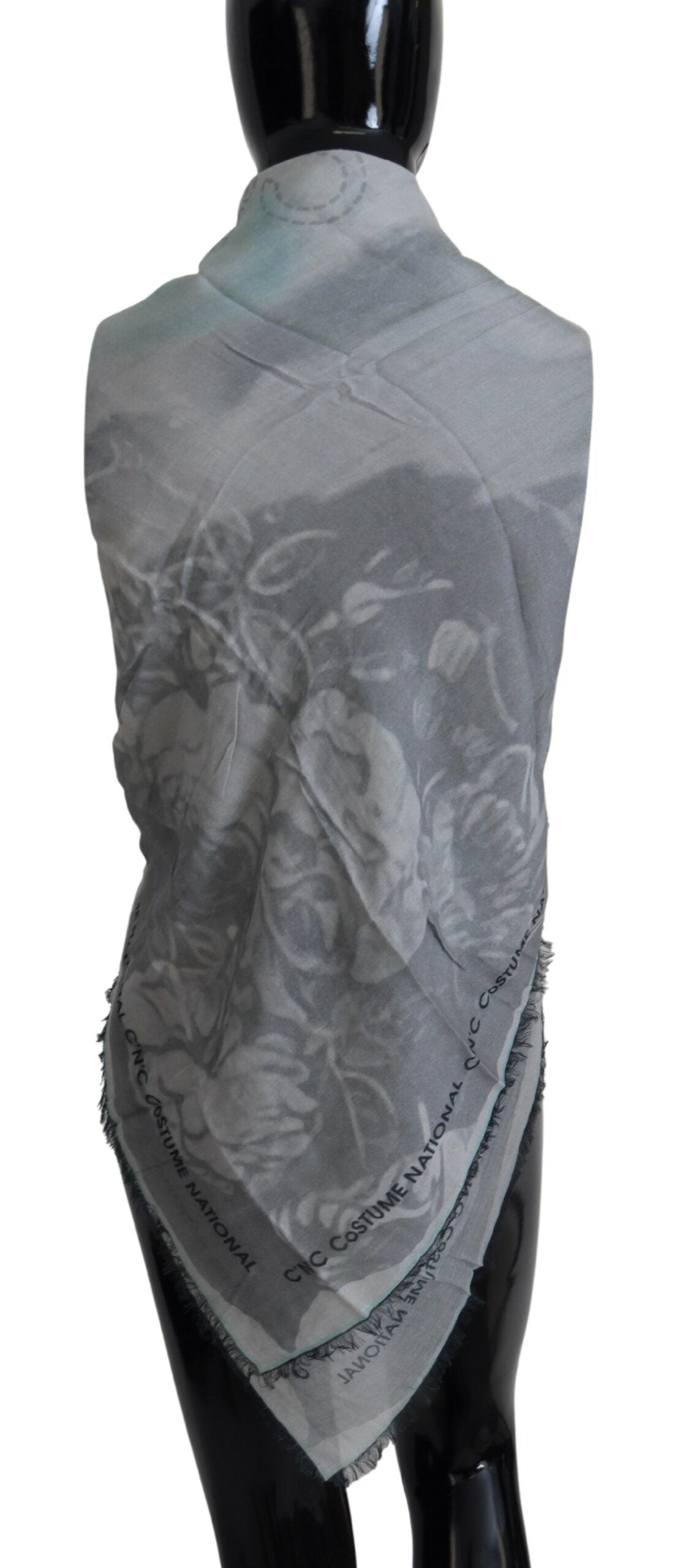 Costume National Chic Designer Grey Scarf with Fringes, , Costume National Costume National, Material: Cotton, new-with-tags, Scarves - Women - Accessories -   Murillo Merchandise