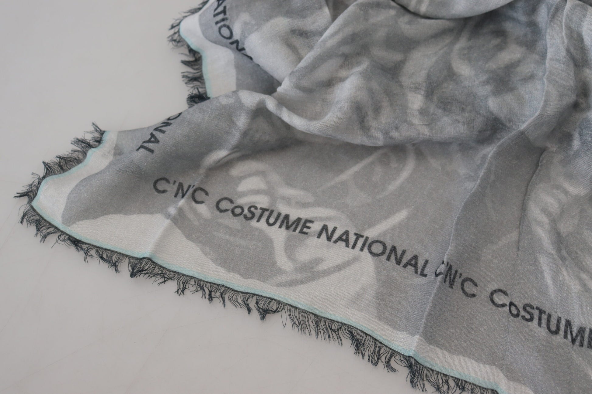 Costume National Chic Designer Grey Scarf with Fringes, , Costume National Costume National, Material: Cotton, new-with-tags, Scarves - Women - Accessories -   Murillo Merchandise