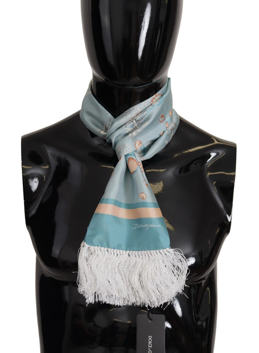 Dolce & Gabbana Elegant Silk Scarf with Shell Motif, , Dolce & Gabbana Dolce & Gabbana, Materials: 100% silk, new-with-tags, Scarves - Men - Accessories -   Murillo Merchandise