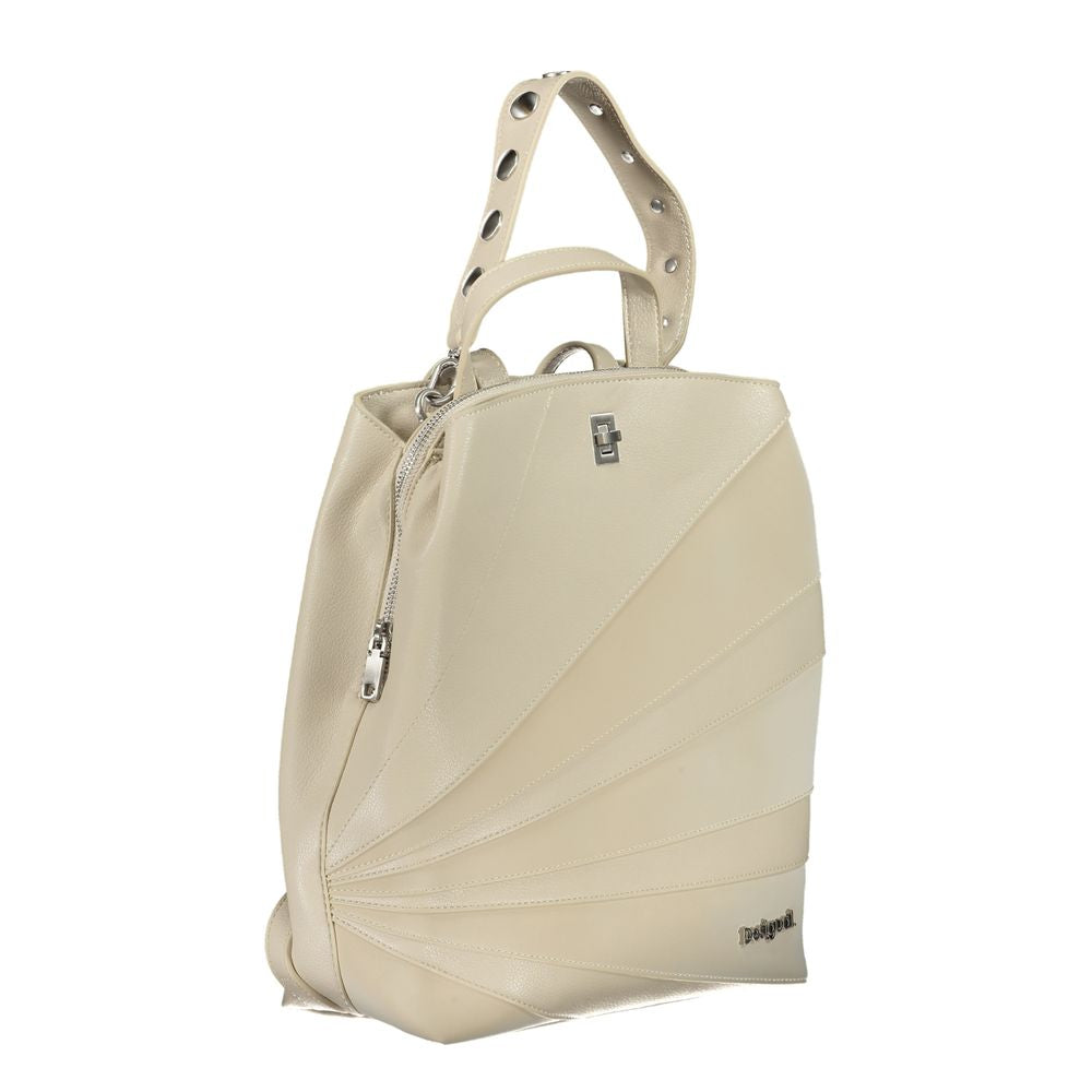 Desigual Beige Polyethylene Backpack, , Desigual 2024, Backpacks - Women - Bags, Beige, Desigual -   Murillo Merchandise