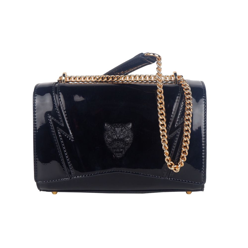 Plein Sport Chic Patent Effect Chain Shoulder Bag, , Plein Sport Black, Crossbody Bags - Women - Bags, new-with-tags, Plein Sport -   Murillo Merchandise