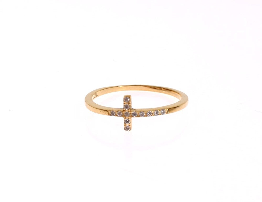 Nialaya Chic Handmade Golden CZ Crystal Ring, , Nialaya 18K Gold Plated, Clear CZ Crystals, EU56 | US8, Gold, Material: 925 Sterling Silver, Nialaya, Rings - Women - Jewelry -   Murillo Merchandise