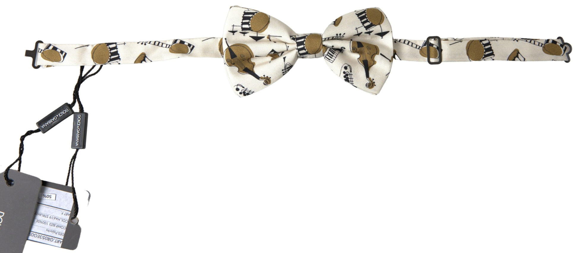 Dolce & Gabbana Chic Beige Silk Musical Bow Tie, , Dolce & Gabbana Beige, Dolce & Gabbana, Material: 100% Silk, Ties & Bowties - Men - Accessories -   Murillo Merchandise