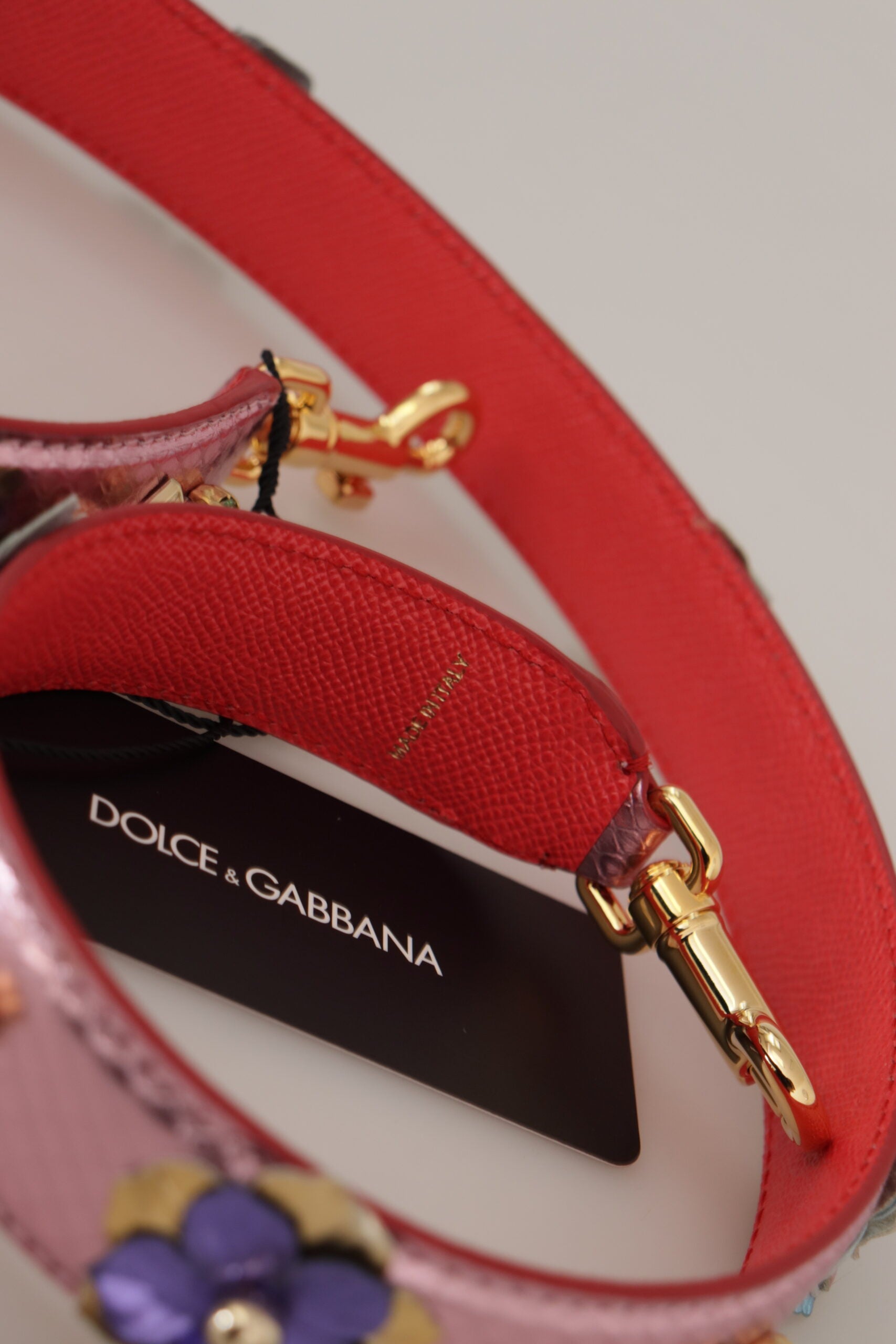 Dolce & Gabbana Elegant Metallic Pink Leather Shoulder Strap, , Dolce & Gabbana Dolce & Gabbana, Leather Accessories - Women - Bags, Material: 100% Leather, Pink -   Murillo Merchandise