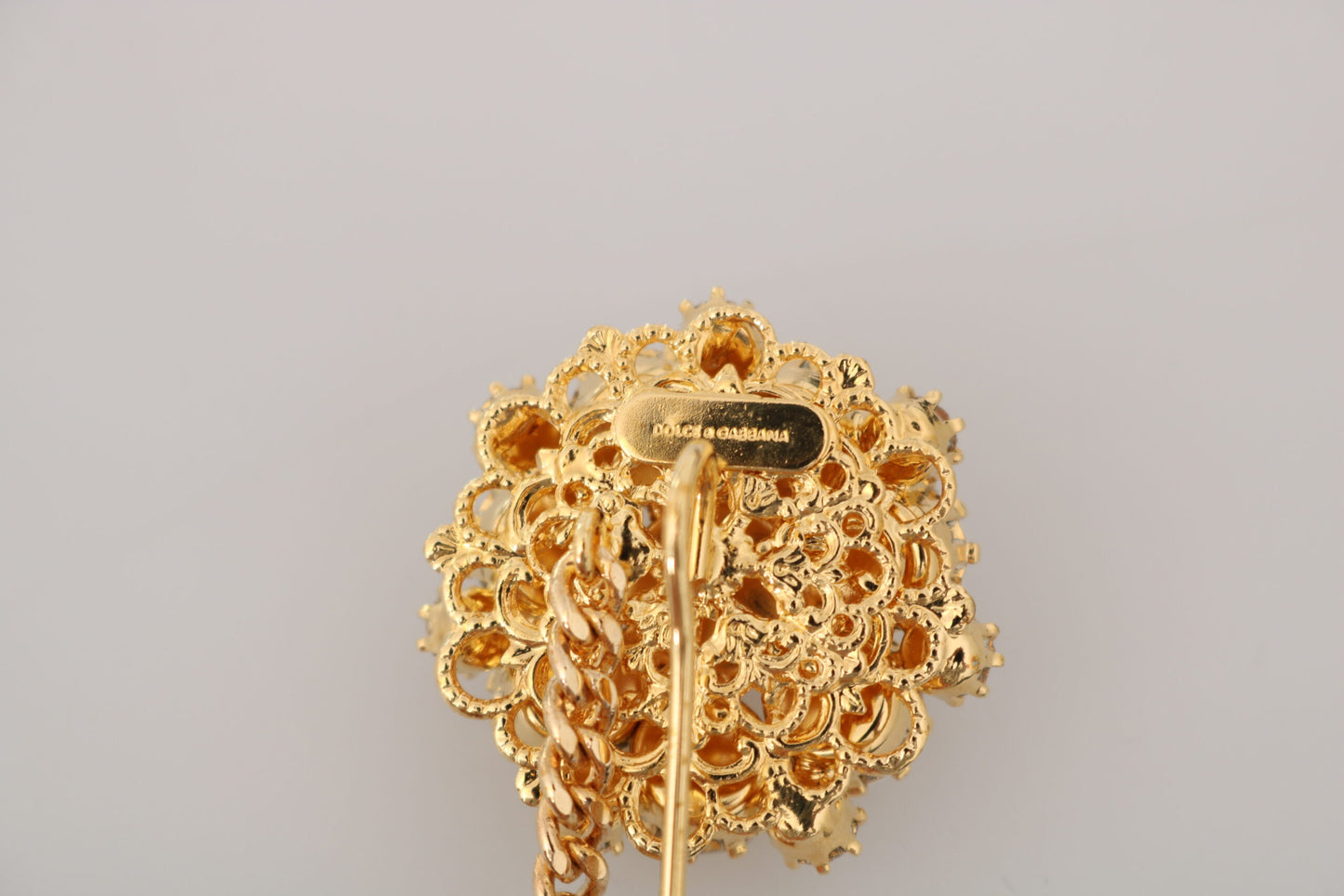 Dolce & Gabbana Exquisite Crystal-Embellished Gold Brooch, , Dolce & Gabbana 40% Brass, Brooches - Women - Jewelry, Dolce & Gabbana, Material: 60% Crystal -   Murillo Merchandise