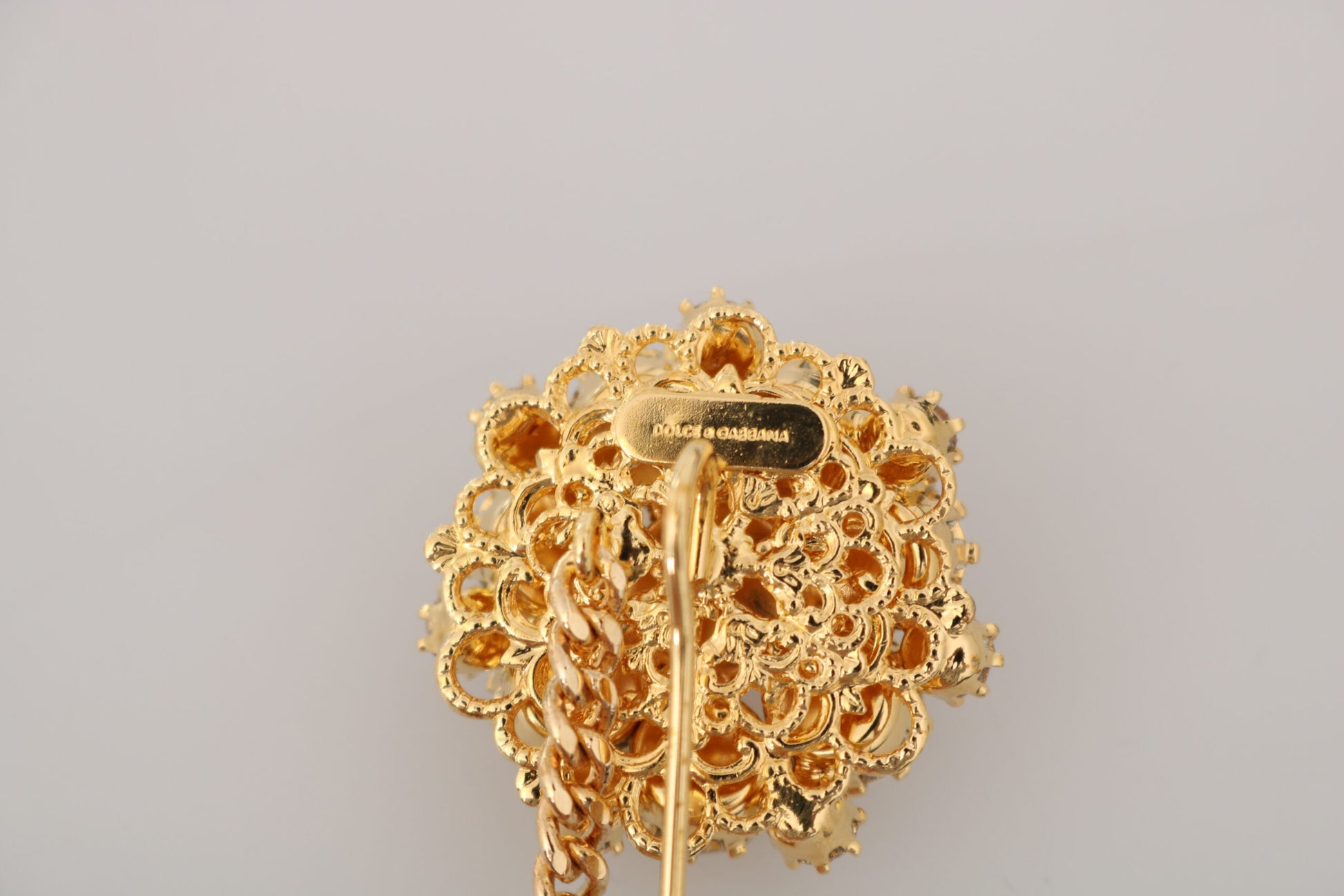 Dolce & Gabbana Exquisite Crystal-Embellished Gold Brooch, , Dolce & Gabbana 40% Brass, Brooches - Women - Jewelry, Dolce & Gabbana, Material: 60% Crystal -   Murillo Merchandise