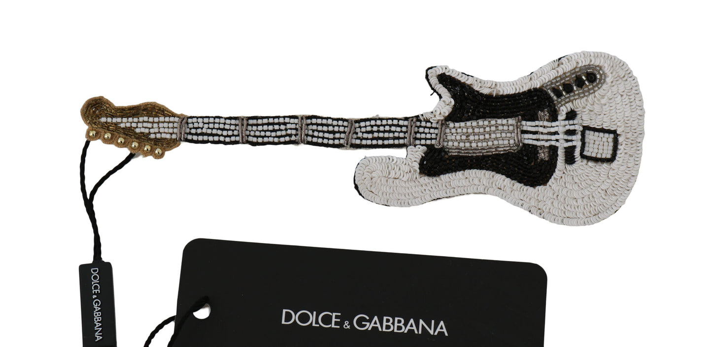 Dolce & Gabbana Gold Sequined Guitar Pin Brooch, , Dolce & Gabbana 30% Brass 30% Others, Brooches - Women - Jewelry, Dolce & Gabbana, Material: 40% PL -   Murillo Merchandise