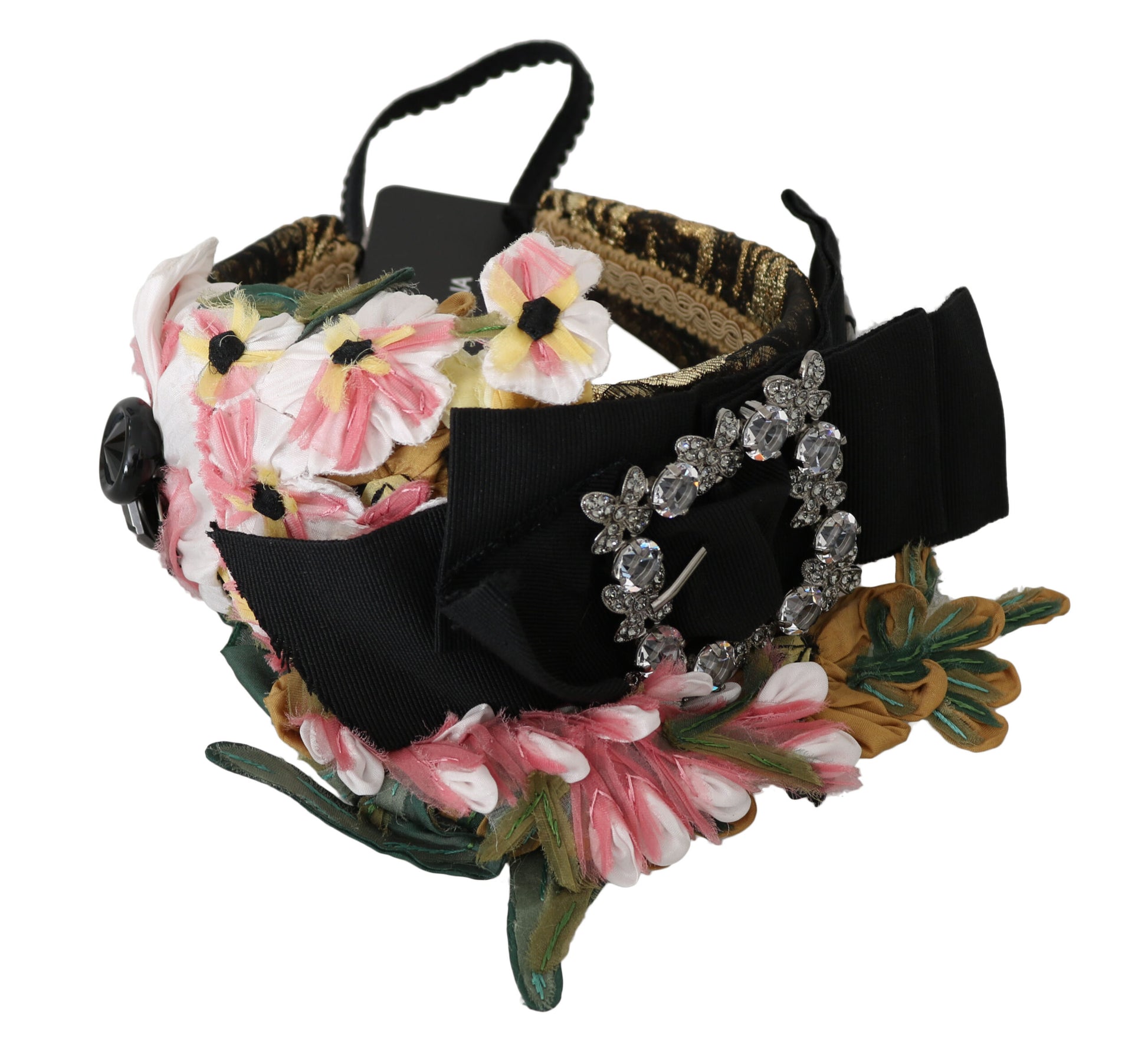 Dolce & Gabbana Elegant Crystal-Embellished Floral Headband, , Dolce & Gabbana 16% Silk, 33% Nylon, 48% LU, Dolce & Gabbana, Headbands - Women - Accessories, Material: 3% Elastane -   Murillo Merchandise