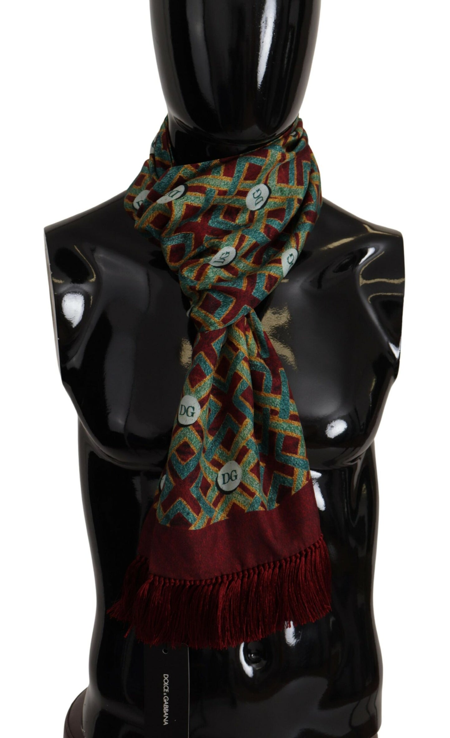 Dolce & Gabbana Multicolor DG Logo Shawl Warm Neck Wrap Fringe Scarf, , Dolce & Gabbana Dolce & Gabbana, Material: 100% Silk, Scarves - Men - Accessories -   Murillo Merchandise