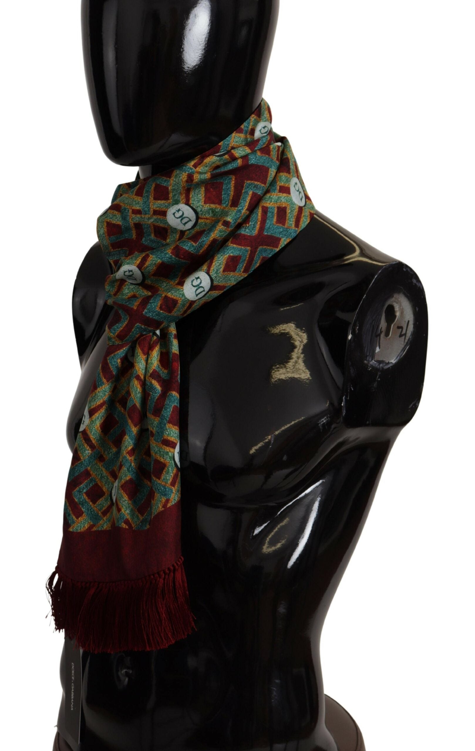 Dolce & Gabbana Multicolor DG Logo Shawl Warm Neck Wrap Fringe Scarf, , Dolce & Gabbana Dolce & Gabbana, Material: 100% Silk, Scarves - Men - Accessories -   Murillo Merchandise