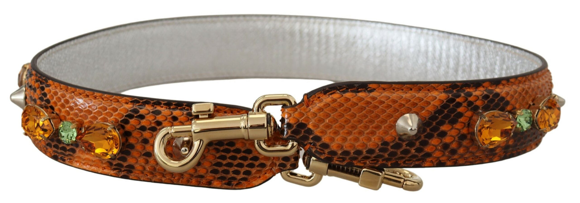 Dolce & Gabbana Chic Orange Leather Bag Strap with Gold-Tone Clasps, , Dolce & Gabbana Belts - Women - Accessories, Dolce & Gabbana, Material: 100% Leather -   Murillo Merchandise