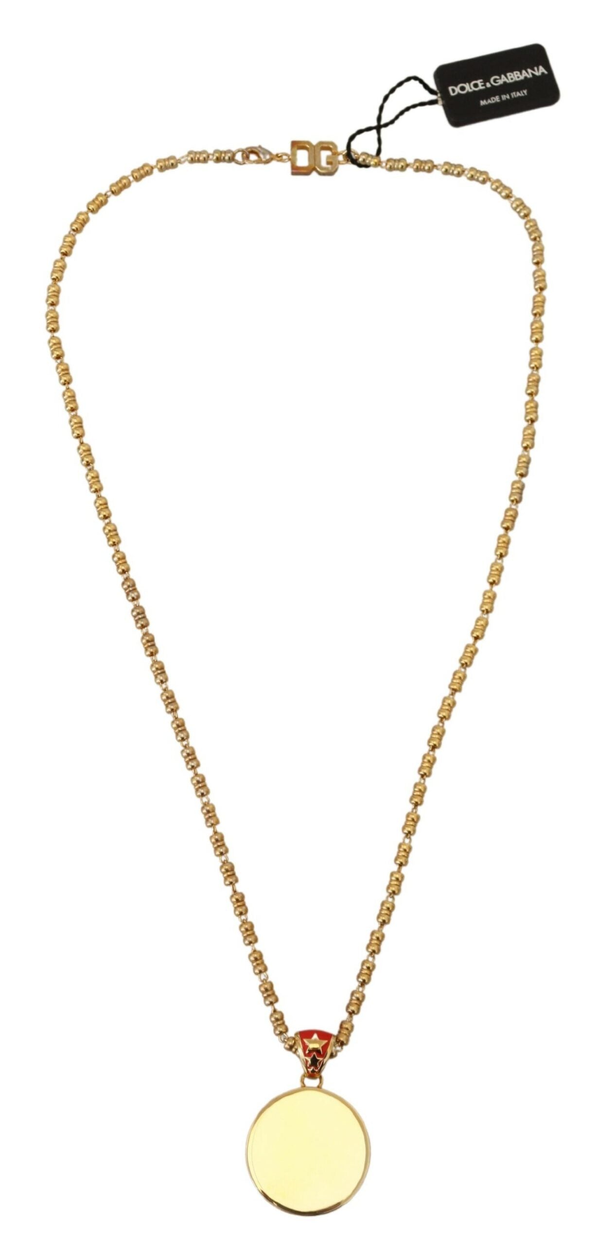 Dolce & Gabbana Elegant Gold Charm Chain Necklace, , Dolce & Gabbana 10% Enamel, Dolce & Gabbana, Gold, Material: 90% Real Brass, Necklaces - Women - Jewelry -   Murillo Merchandise