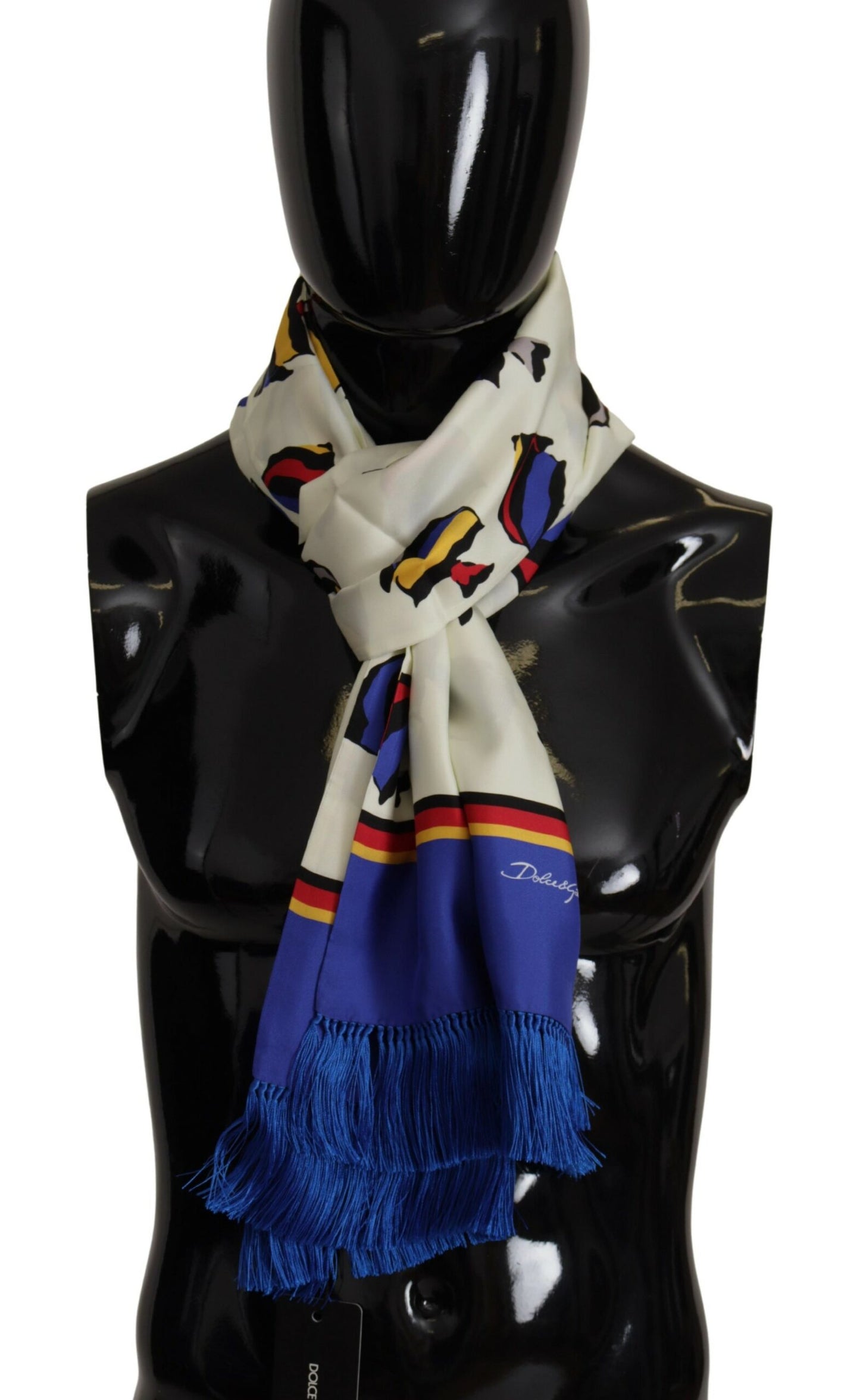 Dolce & Gabbana Multicolor Fish Printed Shawl Neck Wrap Fringe Scarf, , Dolce & Gabbana Dolce & Gabbana, Material: 100% Silk, Scarves - Men - Accessories -   Murillo Merchandise