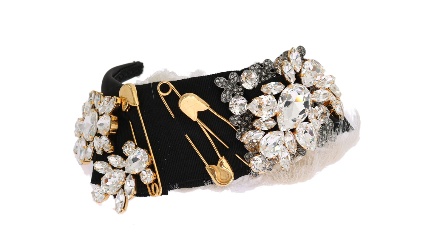 Dolce & Gabbana Elegant Black Crystal Headband Diadem, , Dolce & Gabbana 10% PA, 20% Cotton, 20% LU, 30% Nylon, Dolce & Gabbana, Headbands - Women - Accessories, Material: 10% Acrylic -   Murillo Merchandise