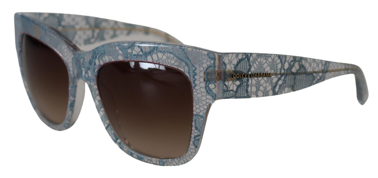 Dolce & Gabbana Elegant Lace-Trimmed Gradient Sunglasses, , Dolce & Gabbana Blue, Dolce & Gabbana, Material: 100% Acetate, Sunglasses for Women - Sunglasses -   Murillo Merchandise