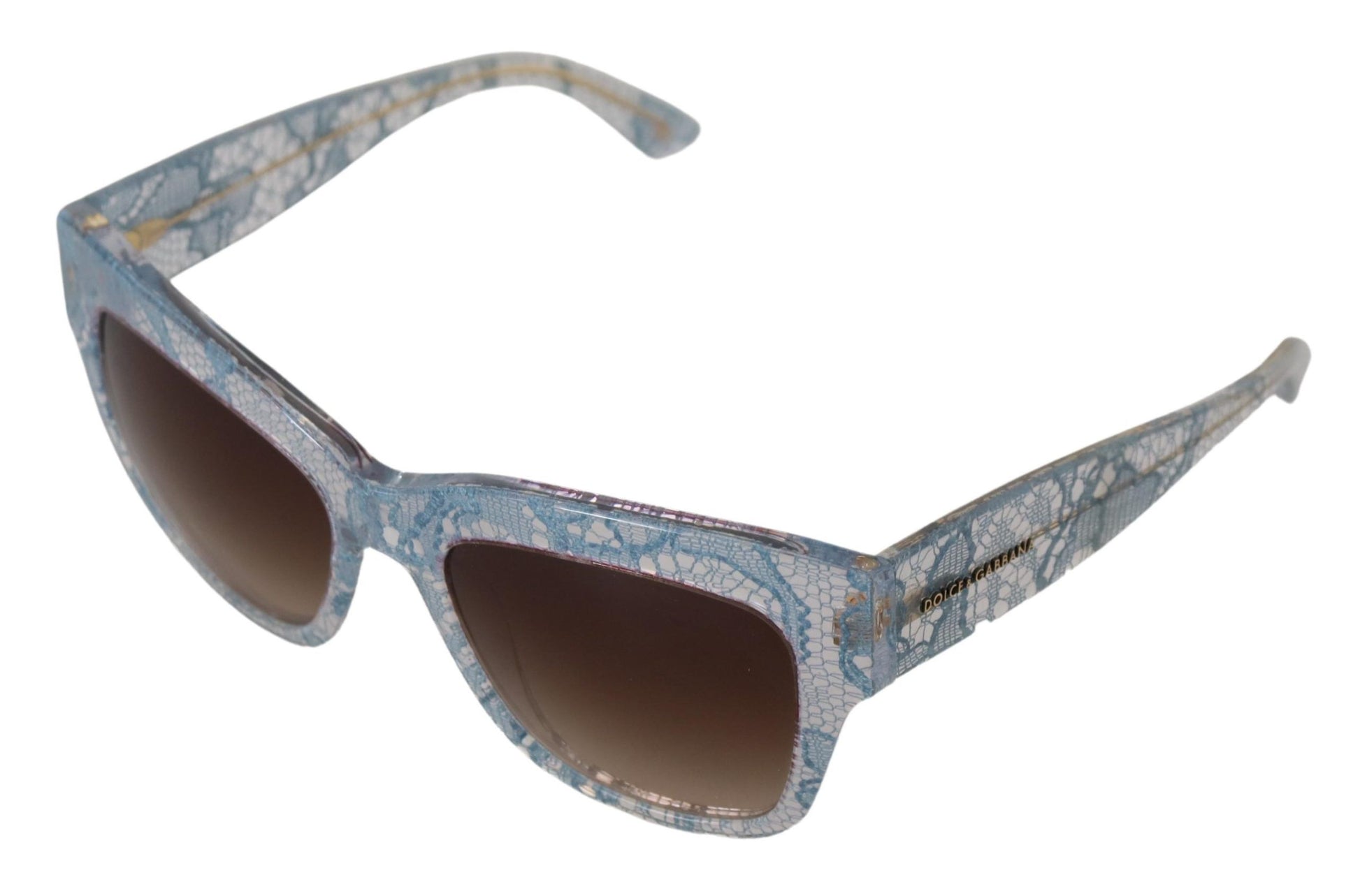 Dolce & Gabbana Elegant Lace-Trimmed Gradient Sunglasses, , Dolce & Gabbana Blue, Dolce & Gabbana, Material: 100% Acetate, Sunglasses for Women - Sunglasses -   Murillo Merchandise