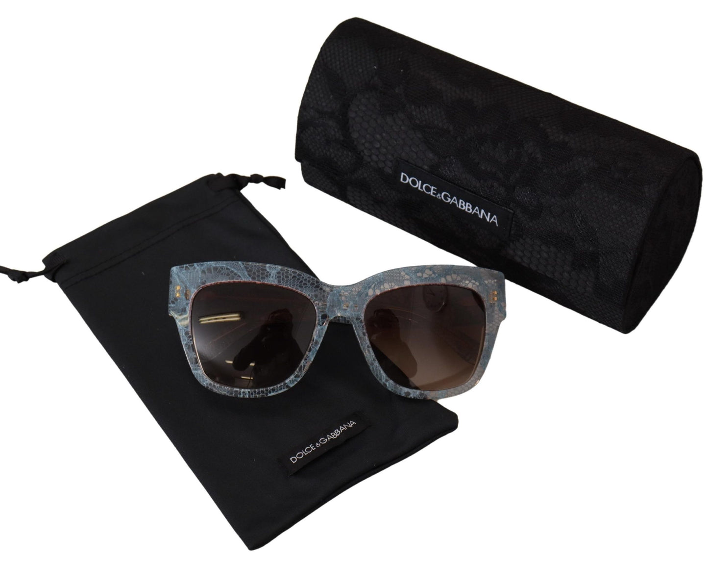 Dolce & Gabbana Elegant Lace-Trimmed Gradient Sunglasses, , Dolce & Gabbana Blue, Dolce & Gabbana, Material: 100% Acetate, Sunglasses for Women - Sunglasses -   Murillo Merchandise