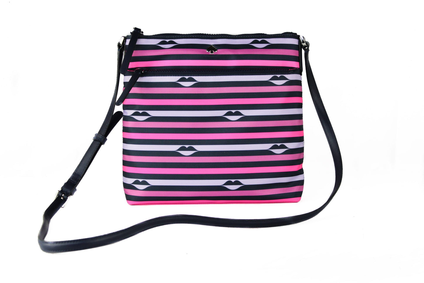 Kate Spade Jae Nylon Leather Flat Pink Striped Multi Crossbody HandBag Purse, , Kate Spade Crossbody Bags - Women - Bags, Kate Spade -   Murillo Merchandise