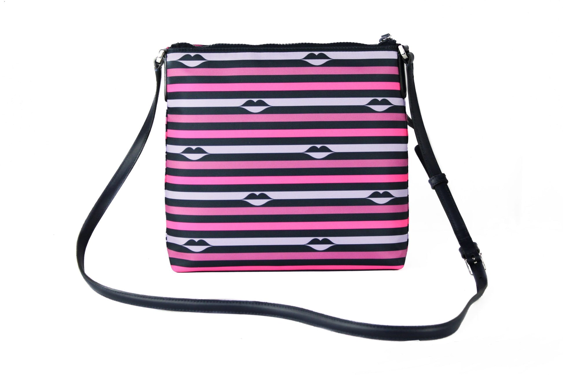 Kate Spade Jae Nylon Leather Flat Pink Striped Multi Crossbody HandBag Purse, , Kate Spade Crossbody Bags - Women - Bags, Kate Spade -   Murillo Merchandise