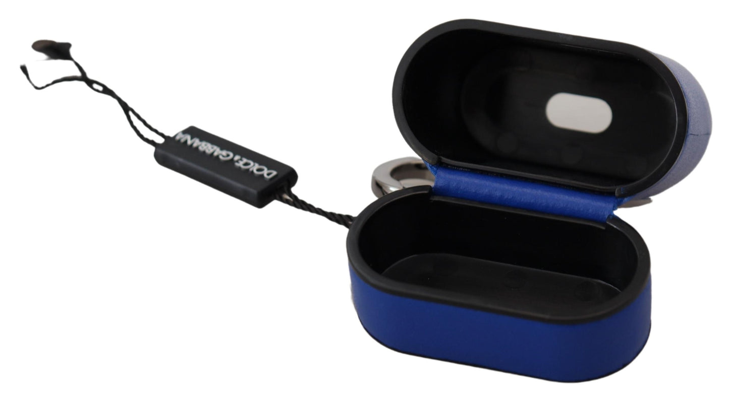 Dolce & Gabbana Elegant Blue Leather Airpods Case, , Dolce & Gabbana Blue, Dolce & Gabbana, Material: Leather, Other - Women - Accessories -   Murillo Merchandise