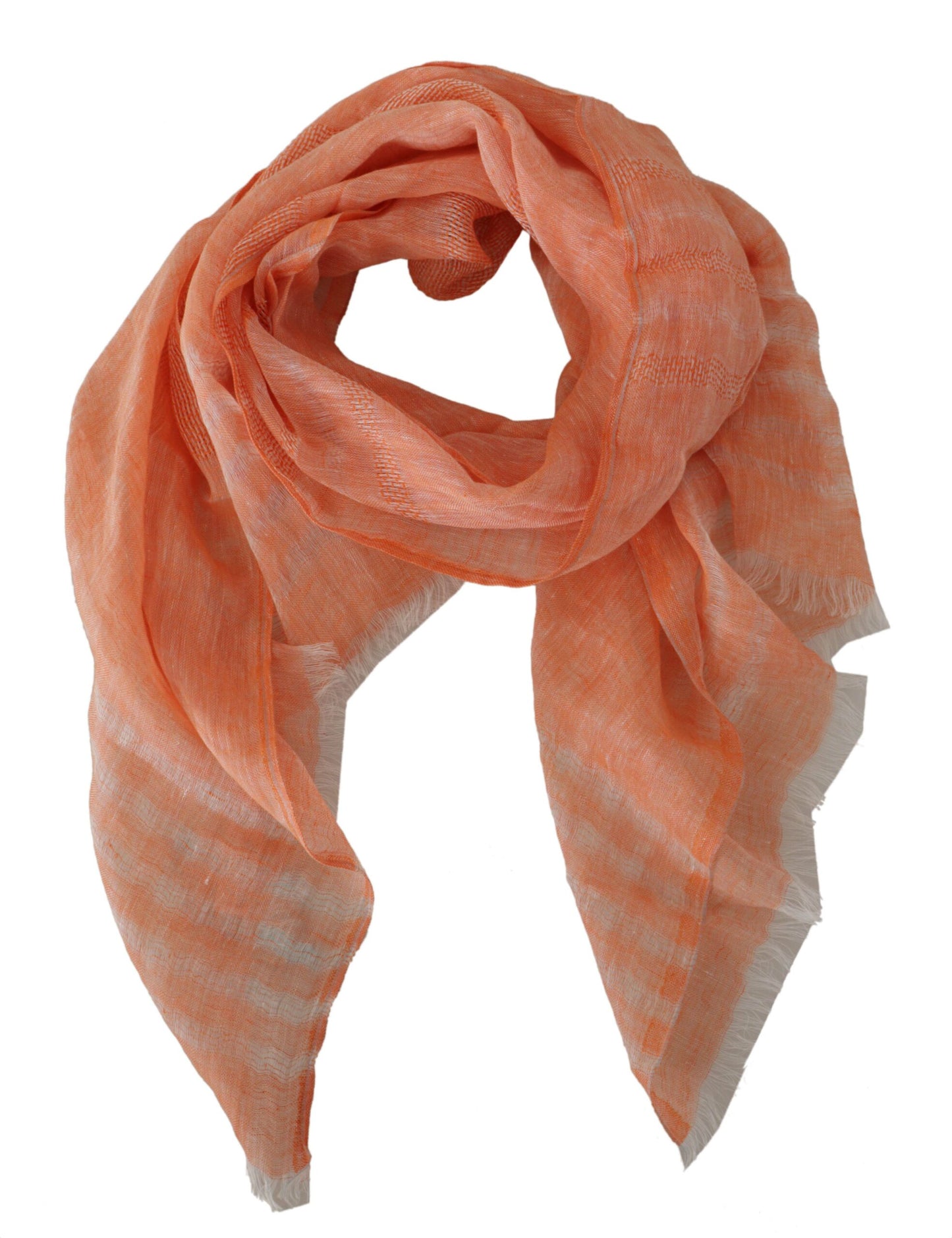 Malo Elegant Orange Linen Shawl Wrap Scarf, , Malo Malo, Material: 100% Linen, Scarves - Women - Accessories -   Murillo Merchandise