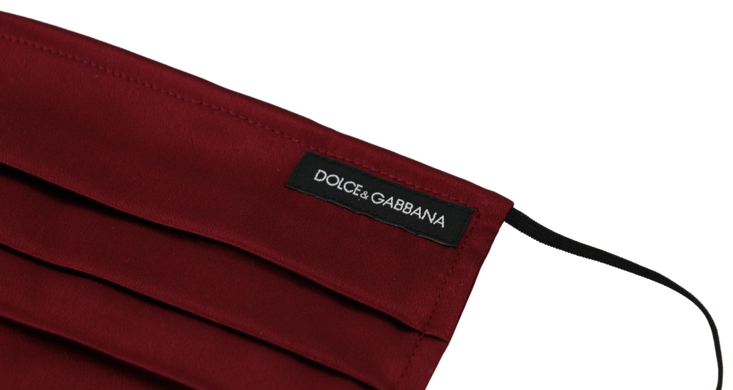 Dolce & Gabbana Elegant Silk Pleated Maroon Face Mask, , Dolce & Gabbana Dolce & Gabbana, Maroon, Material: 100% Silk, Other - Women - Accessories -   Murillo Merchandise