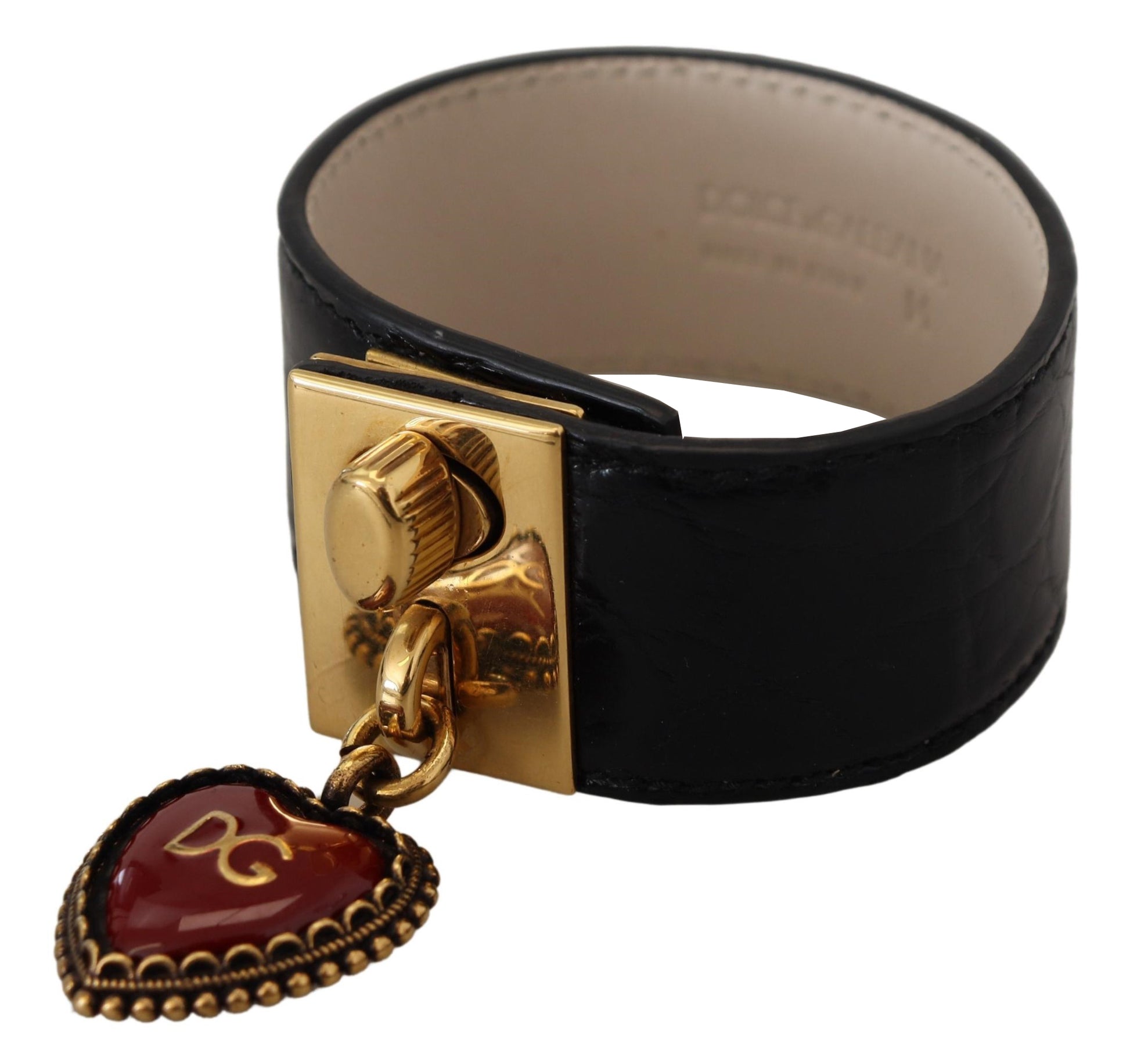 Dolce & Gabbana Elegant Black Leather Gold Detail Bracelet, , Dolce & Gabbana 10% Brass, 5% Steel, 70% Leather, Bracelets - Women - Jewelry, Dolce & Gabbana, Gold Black, Material: 15% Zama -   Murillo Merchandise