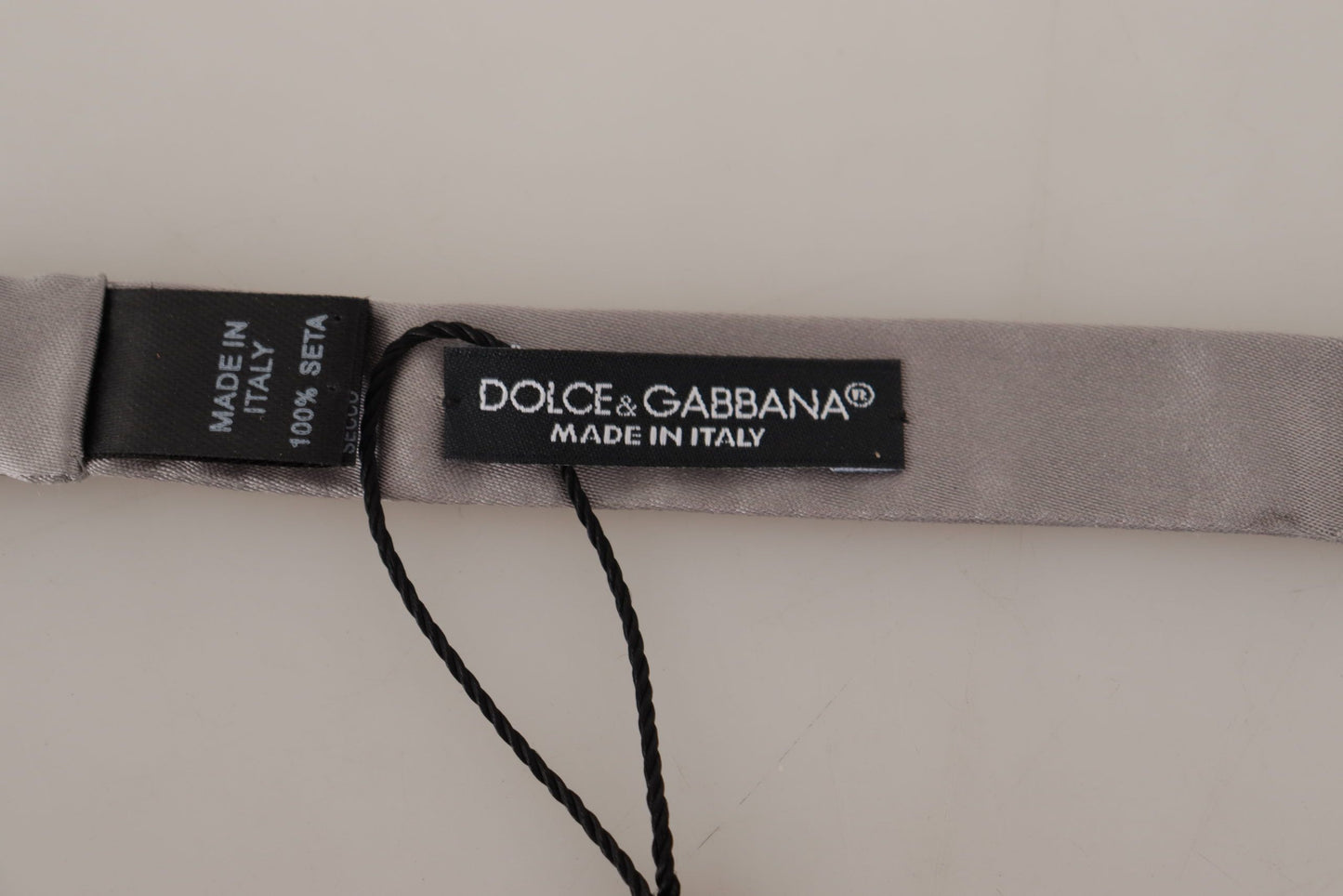 Dolce & Gabbana Elegant Silver Silk Bow Tie for Sophisticated Evening, , Dolce & Gabbana Dolce & Gabbana, Material: 100% Silk, Silver, Ties & Bowties - Men - Accessories -   Murillo Merchandise