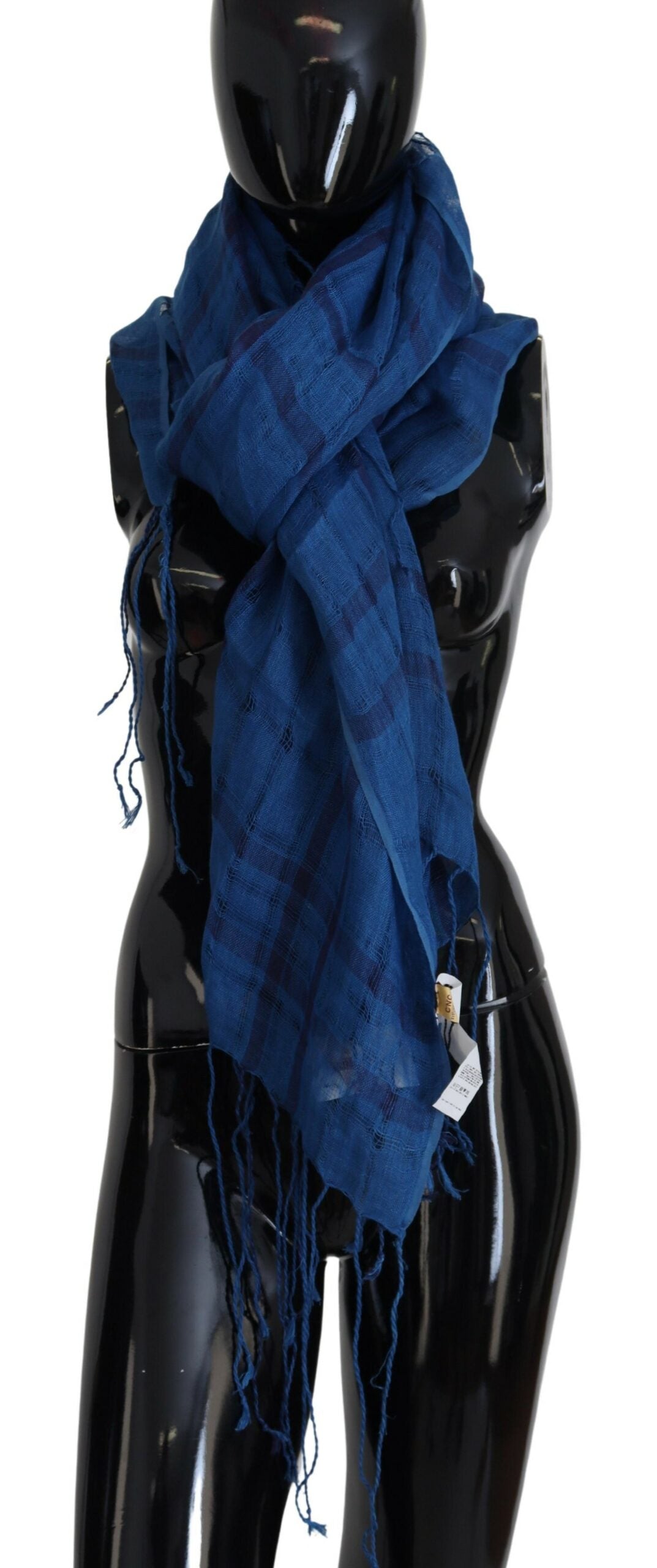 Costume National Blue Linen Shawl Foulard Fringes Scarf, , Costume National Costume National, Material: 100% Linen, Scarves - Women - Accessories -   Murillo Merchandise