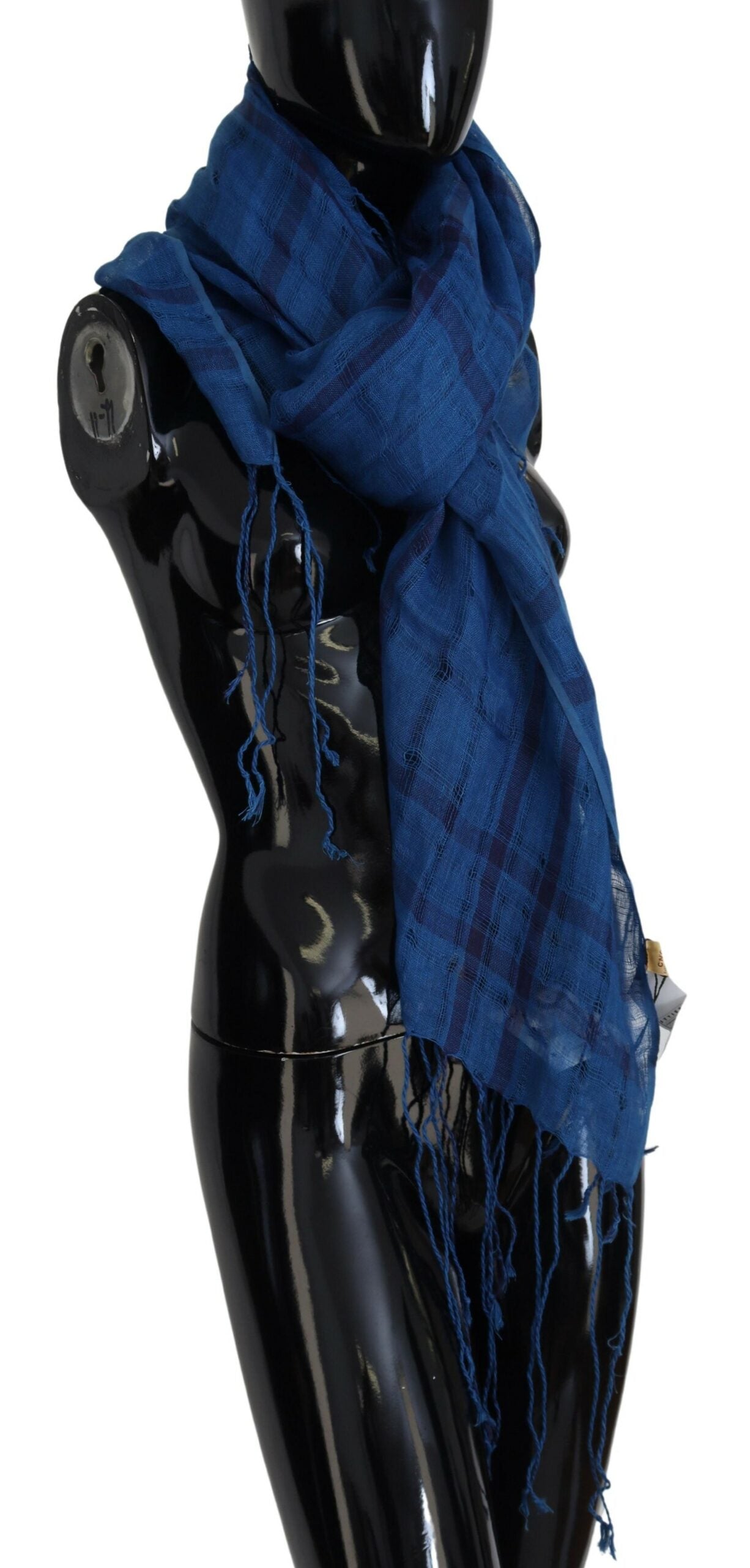 Costume National Blue Linen Shawl Foulard Fringes Scarf, , Costume National Costume National, Material: 100% Linen, Scarves - Women - Accessories -   Murillo Merchandise