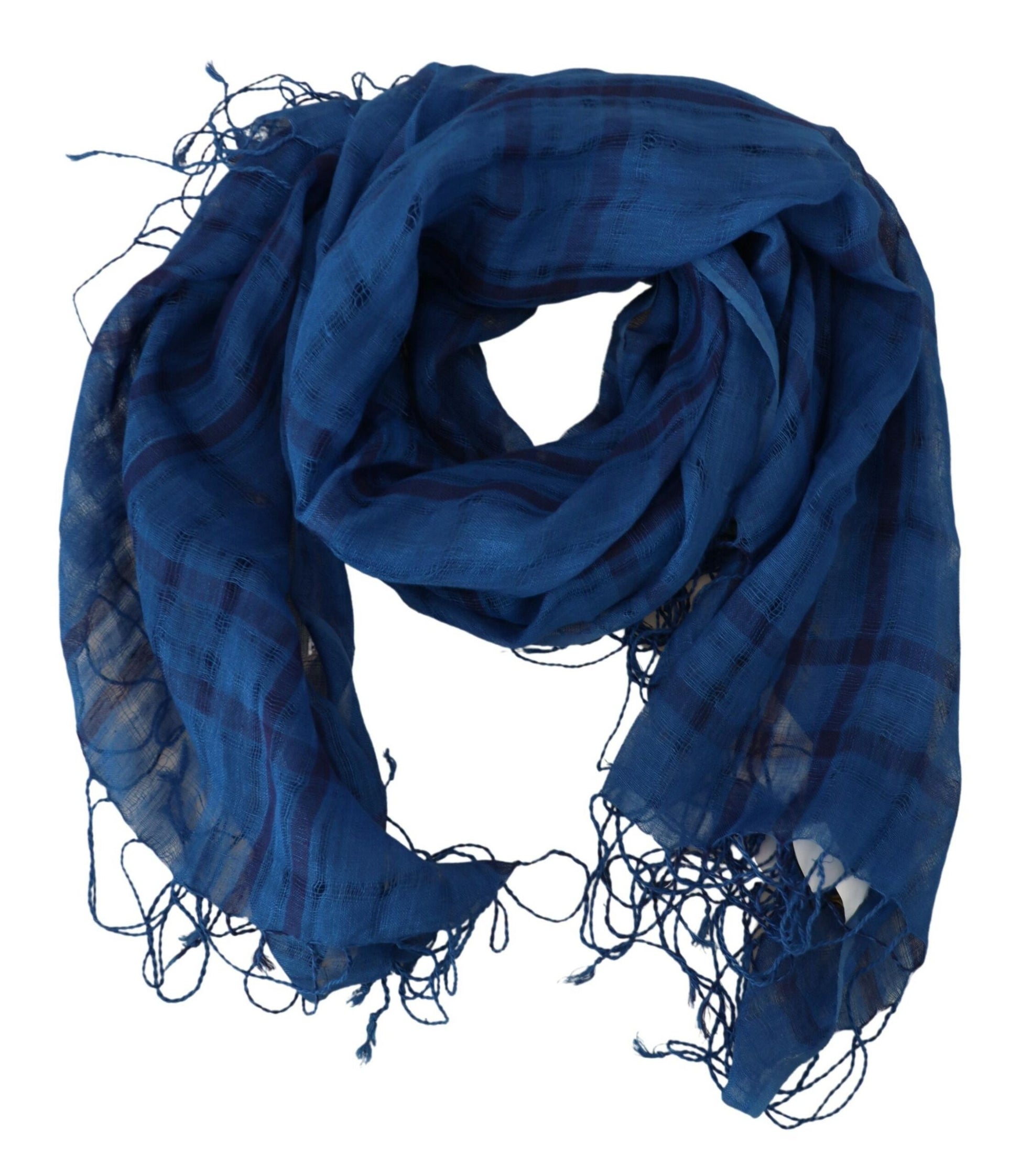 Costume National Blue Linen Shawl Foulard Fringes Scarf, , Costume National Costume National, Material: 100% Linen, Scarves - Women - Accessories -   Murillo Merchandise