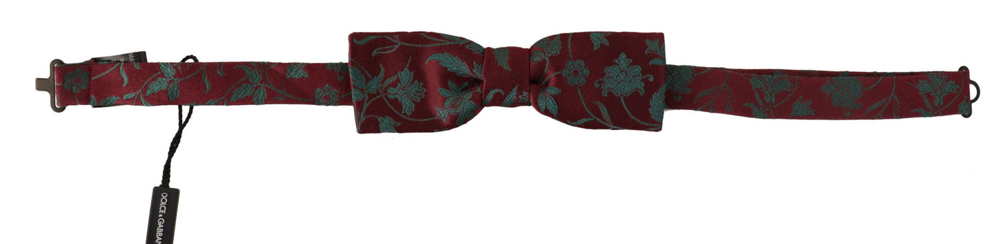 Dolce & Gabbana Maroon Pattern Adjustable Neck Papillon Bow Tie, , Dolce & Gabbana Dolce & Gabbana, Maroon, Ties & Bowties - Men - Accessories -   Murillo Merchandise