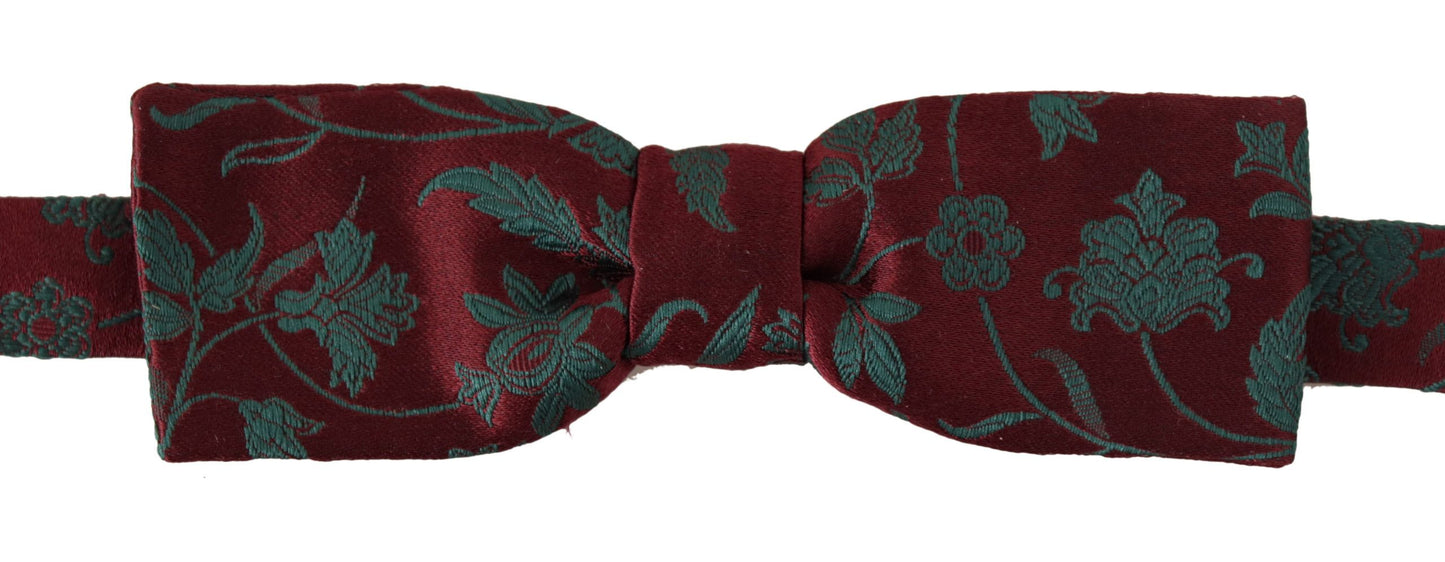 Dolce & Gabbana Maroon Pattern Adjustable Neck Papillon Bow Tie, , Dolce & Gabbana Dolce & Gabbana, Maroon, Ties & Bowties - Men - Accessories -   Murillo Merchandise