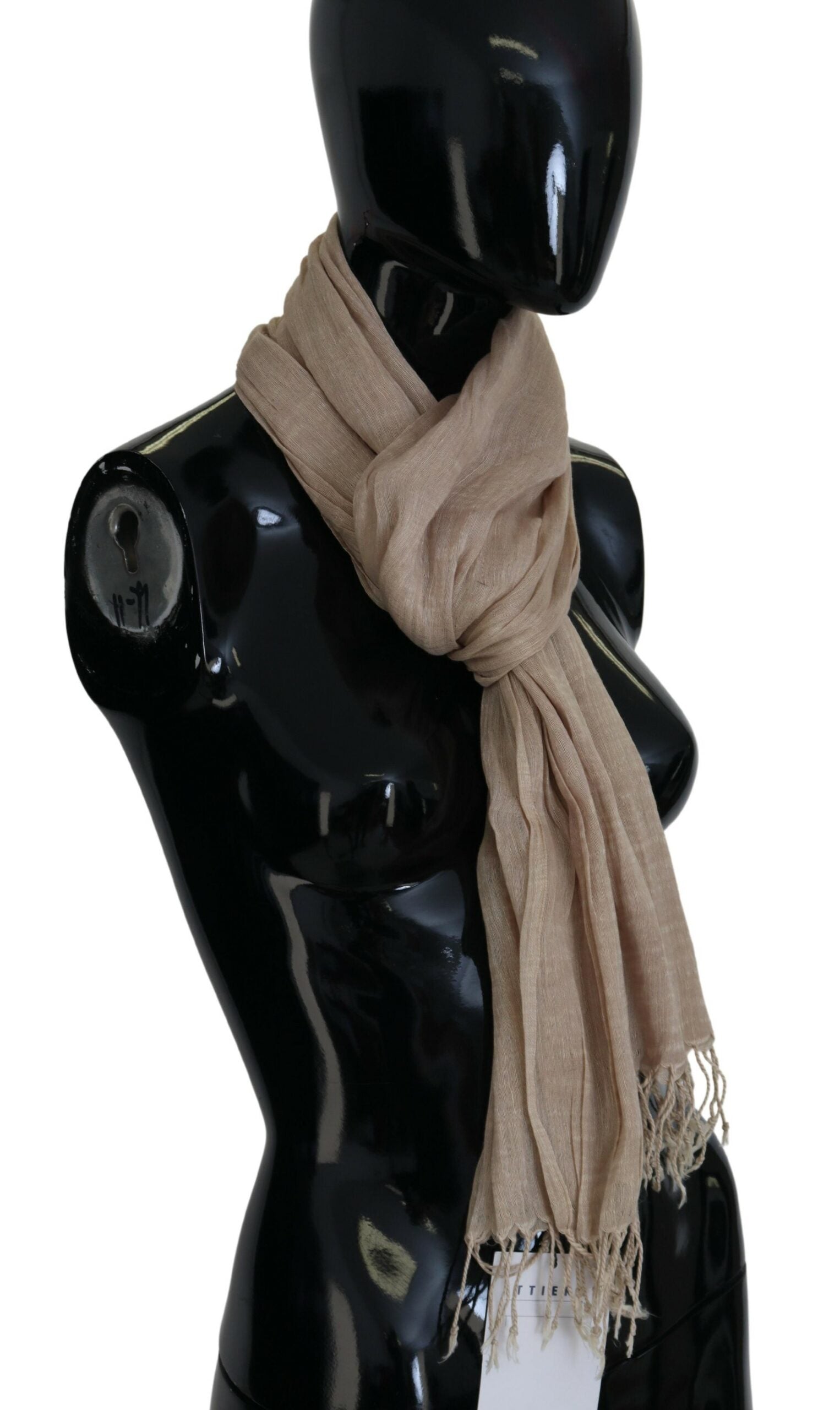 Costume National Beige Cotton Shawl Foulard Fringe Scarf, , Costume National Costume National, Material: 50% Cotton 50% Linen, Scarves - Women - Accessories -   Murillo Merchandise